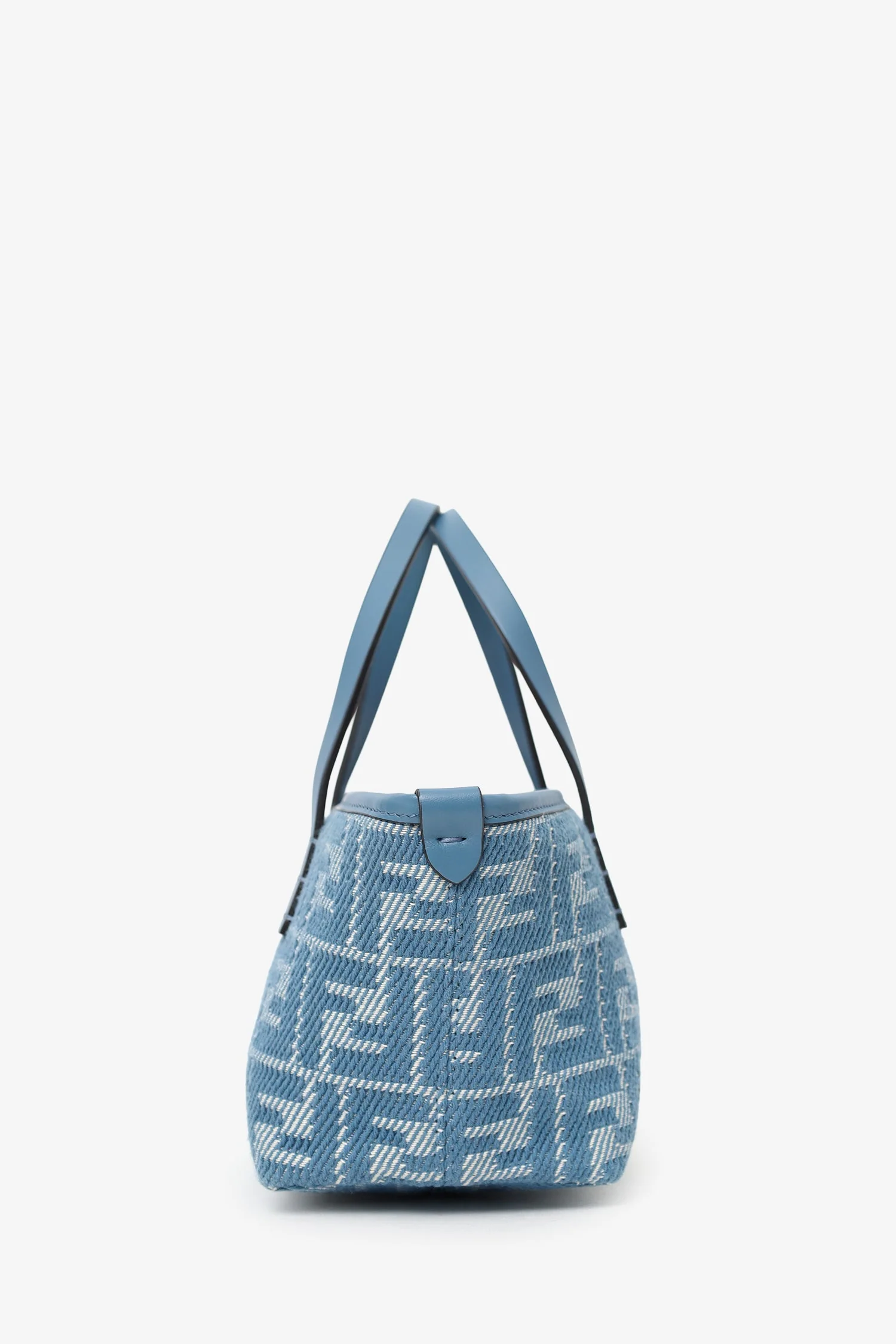 Fendi Blue Jacquard/Leather Zucca Roll Mini Tote Bag - Image 3