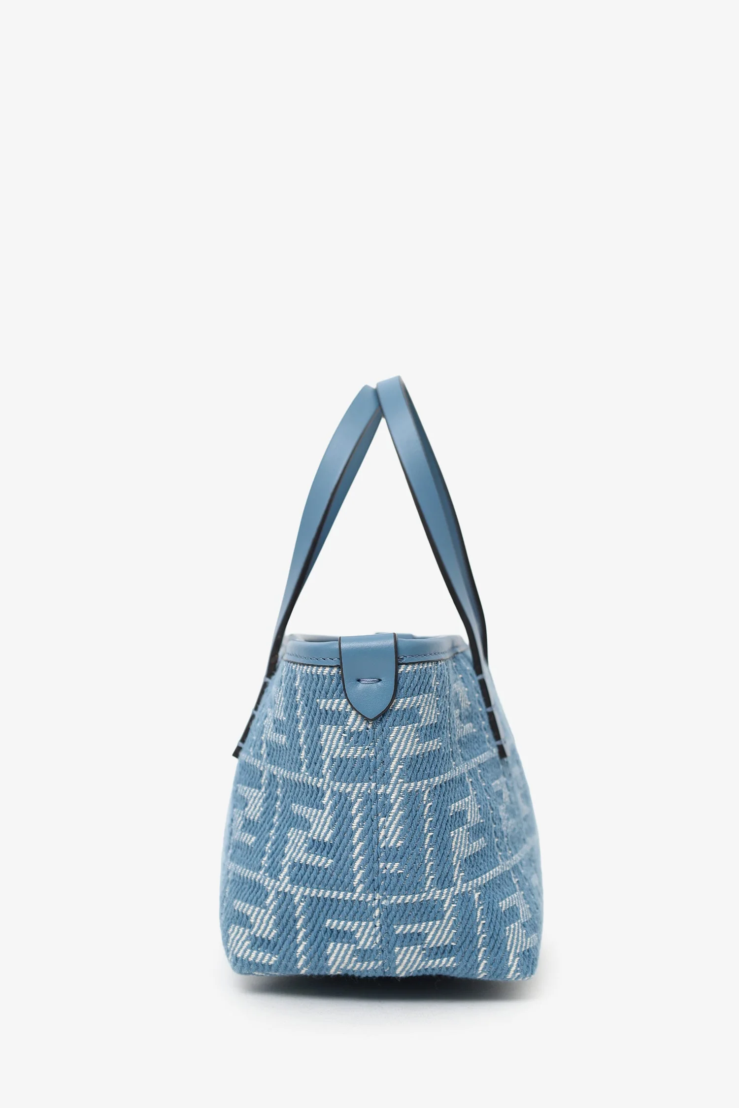 Fendi Blue Jacquard/Leather Zucca Roll Mini Tote Bag - Image 4