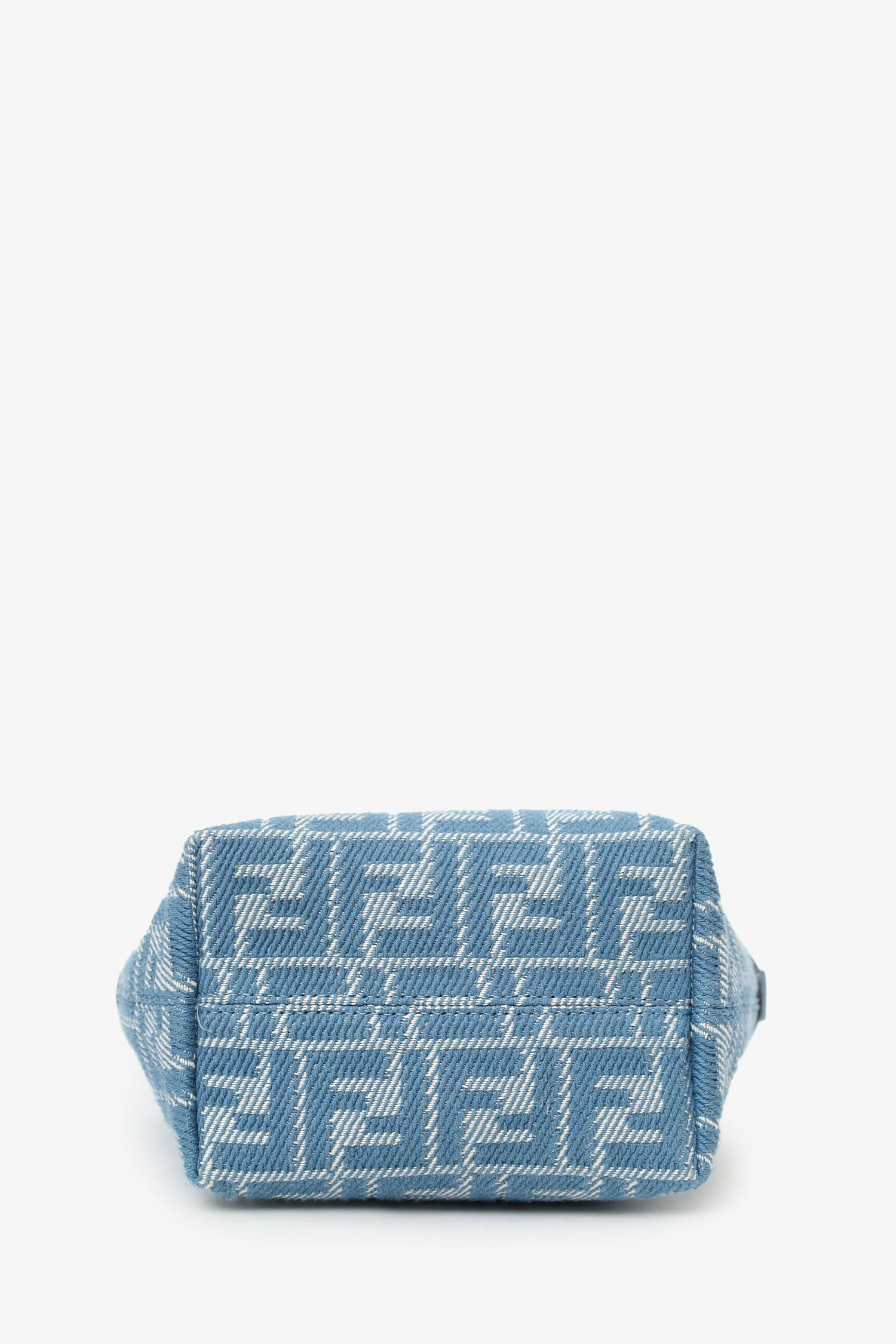 Fendi Blue Jacquard/Leather Zucca Roll Mini Tote Bag - Image 5