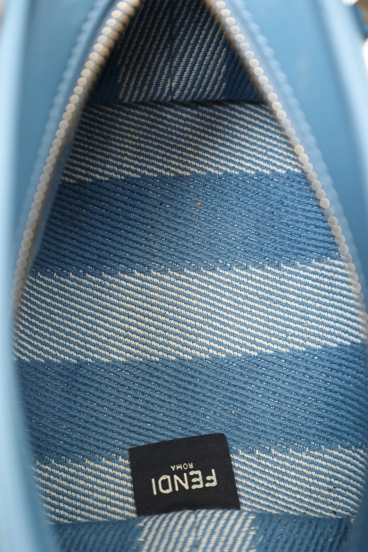 Fendi Blue Jacquard/Leather Zucca Roll Mini Tote Bag - Image 7