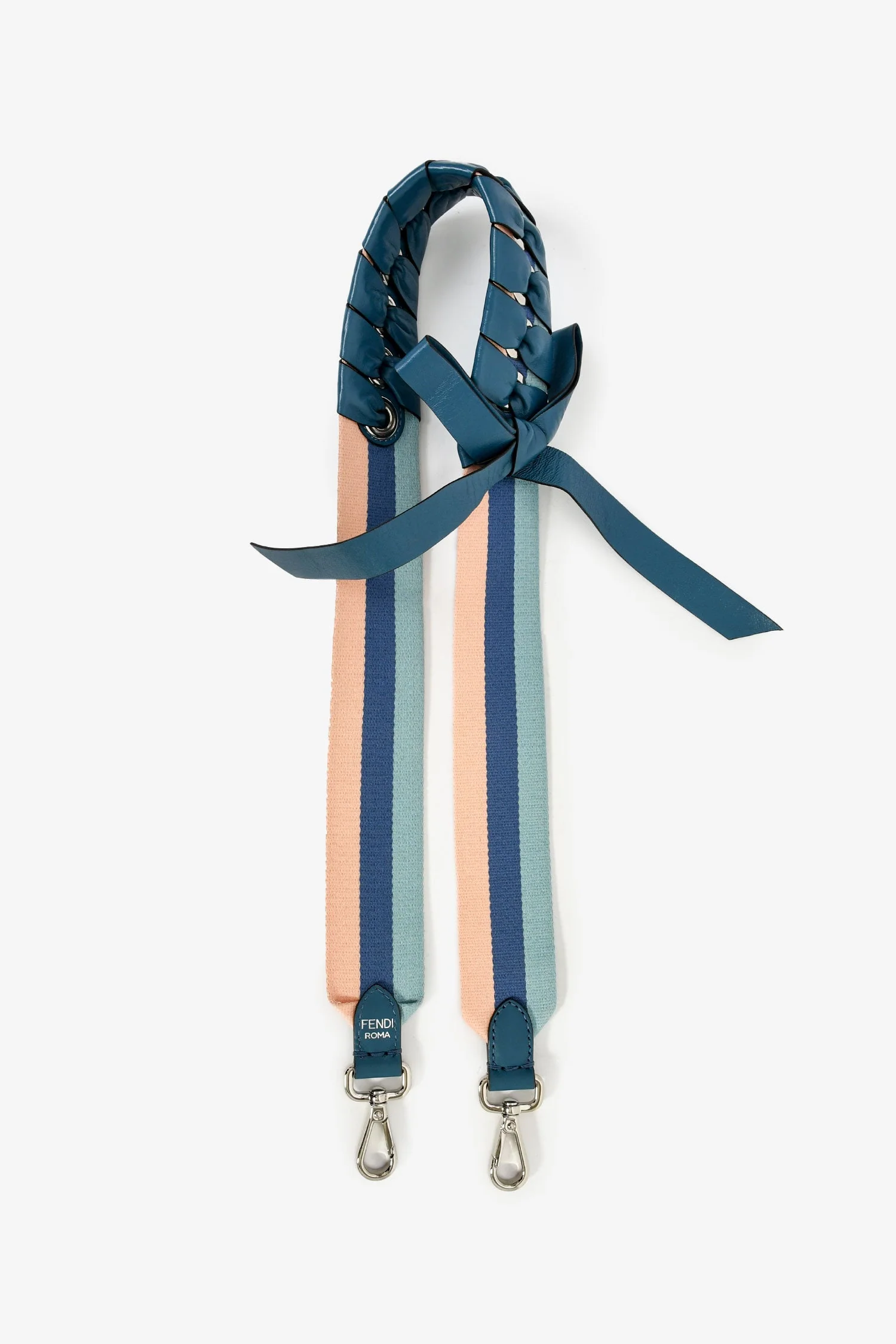 Fendi Blue/Pink Leather/Canvas Bag Strap