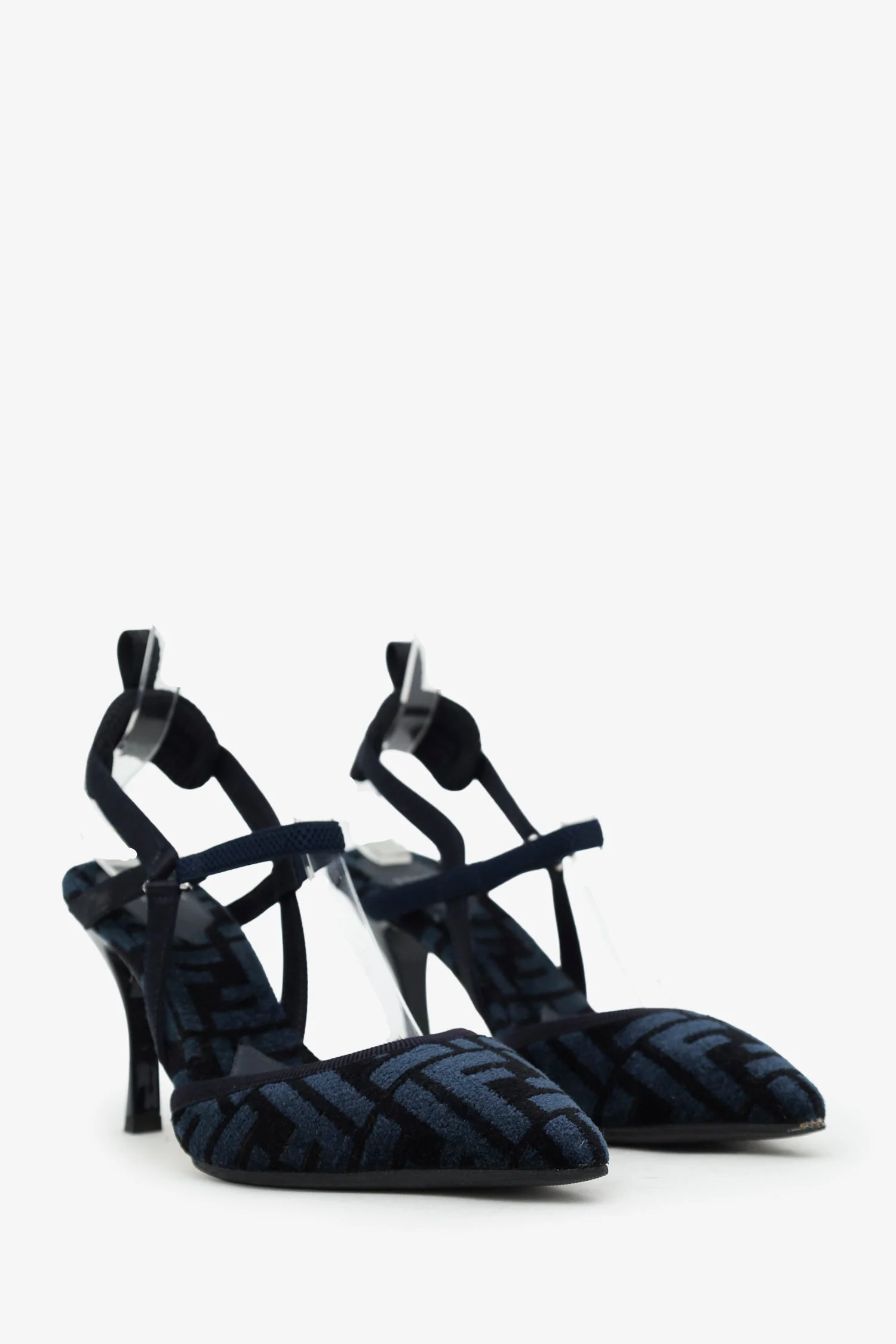 Fendi Blue Suede 'Coibri' Heels Size 35.5 - Image 2