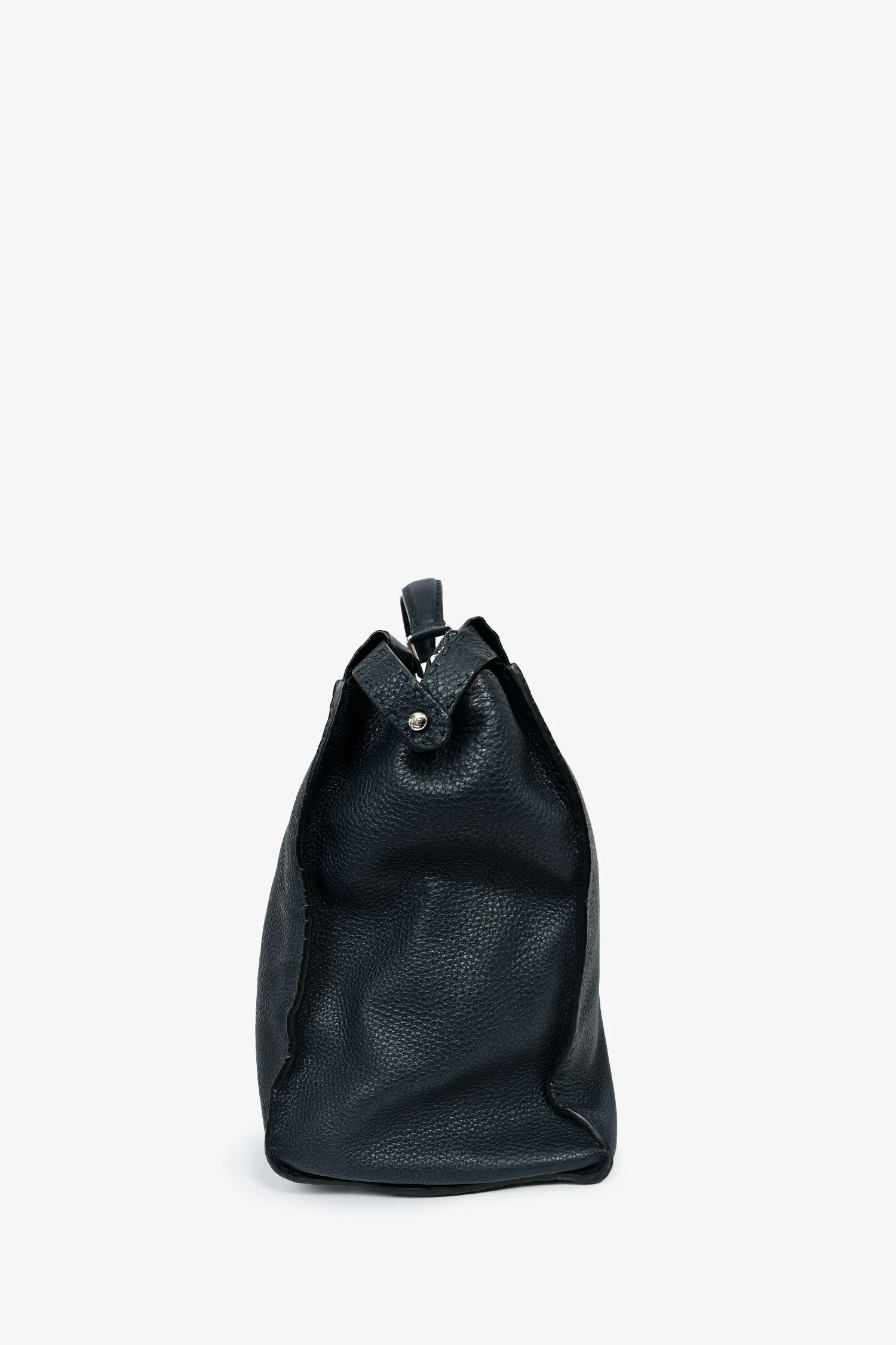Fendi Blue/White Leather Grained Monster Peekaboo Messenger Bag - Image 4
