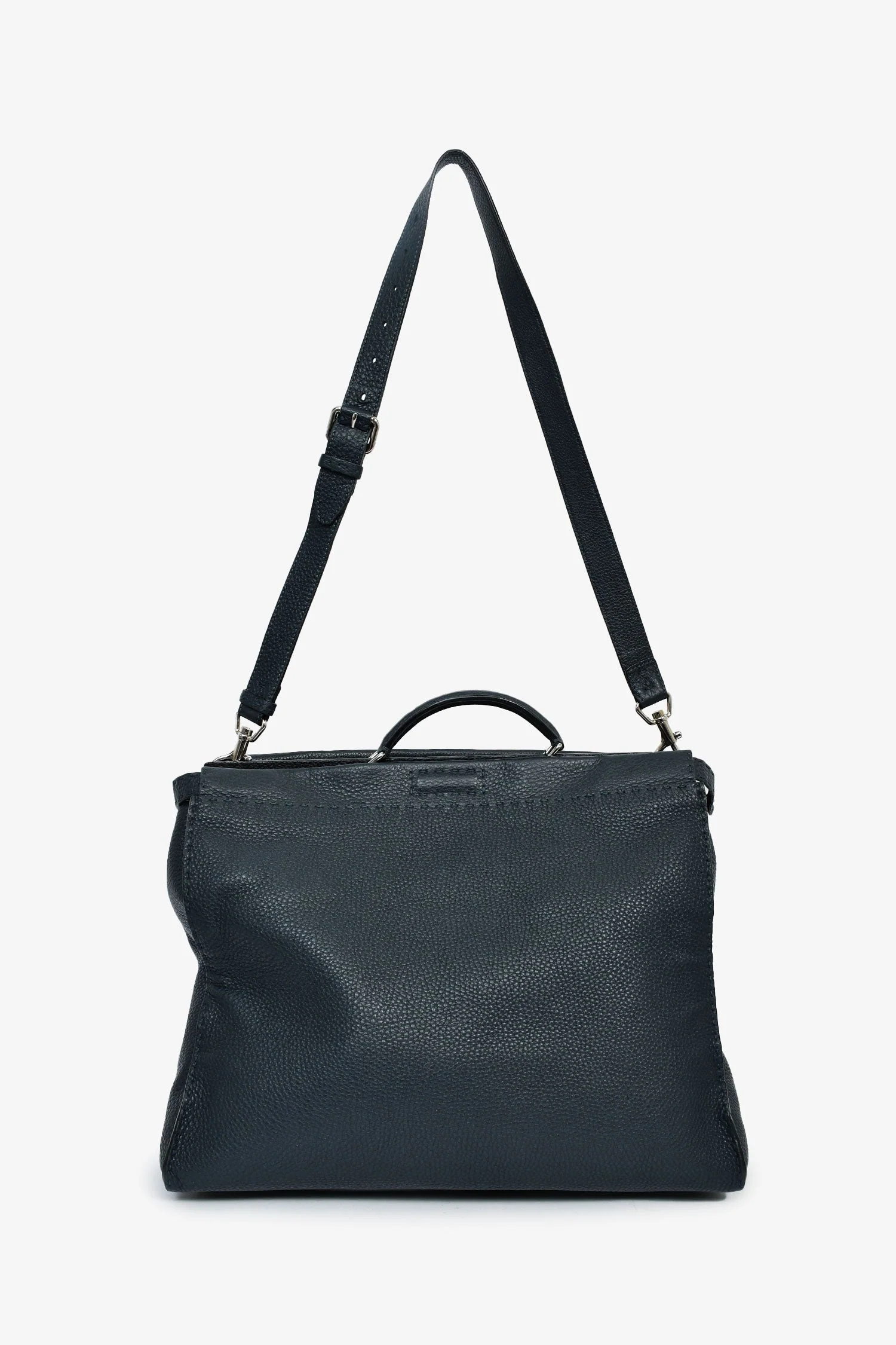 Fendi Blue/White Leather Grained Monster Peekaboo Messenger Bag - Image 7