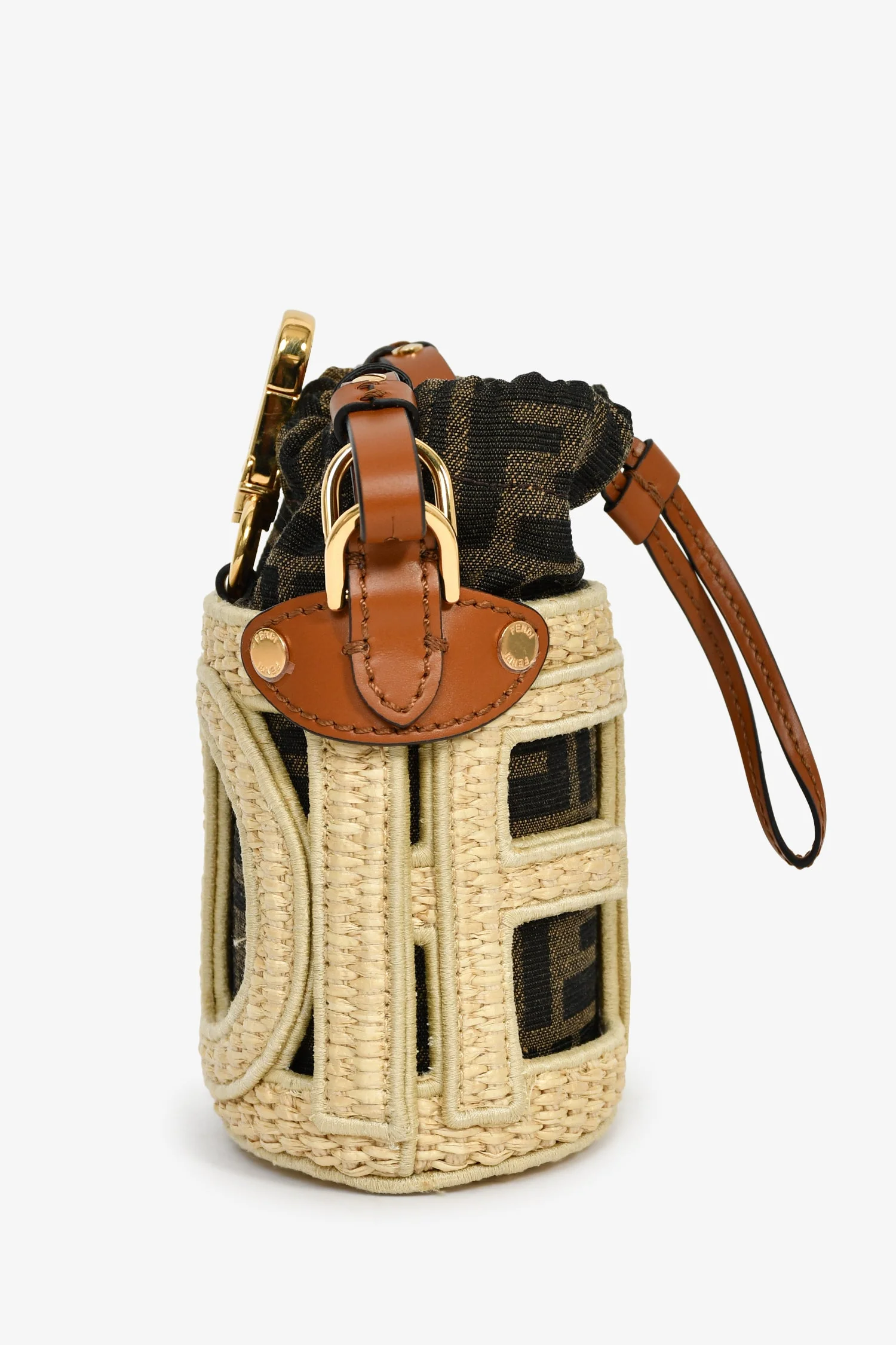 Fendi Brown/Beige Zucca FF Step Out Nano Bucket Bag - Image 2
