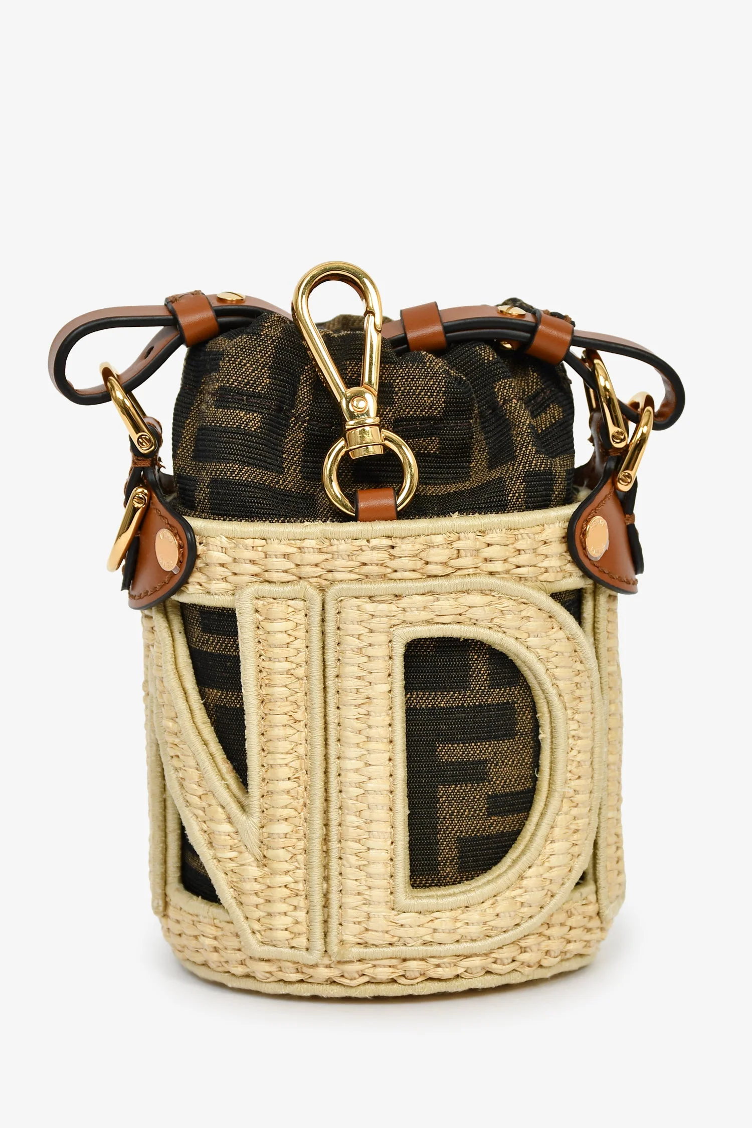 Fendi Brown/Beige Zucca FF Step Out Nano Bucket Bag - Image 3