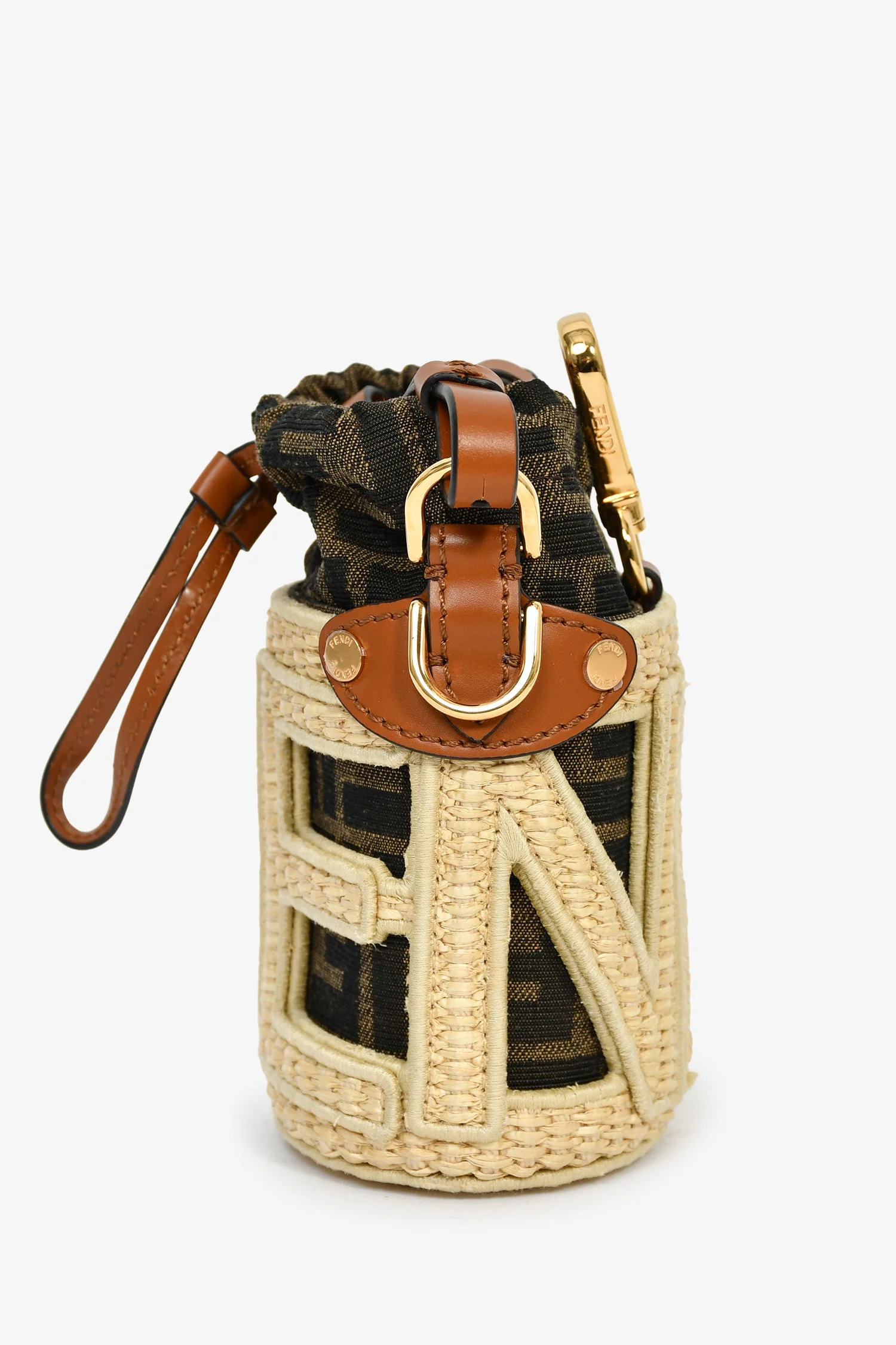 Fendi Brown/Beige Zucca FF Step Out Nano Bucket Bag - Image 4