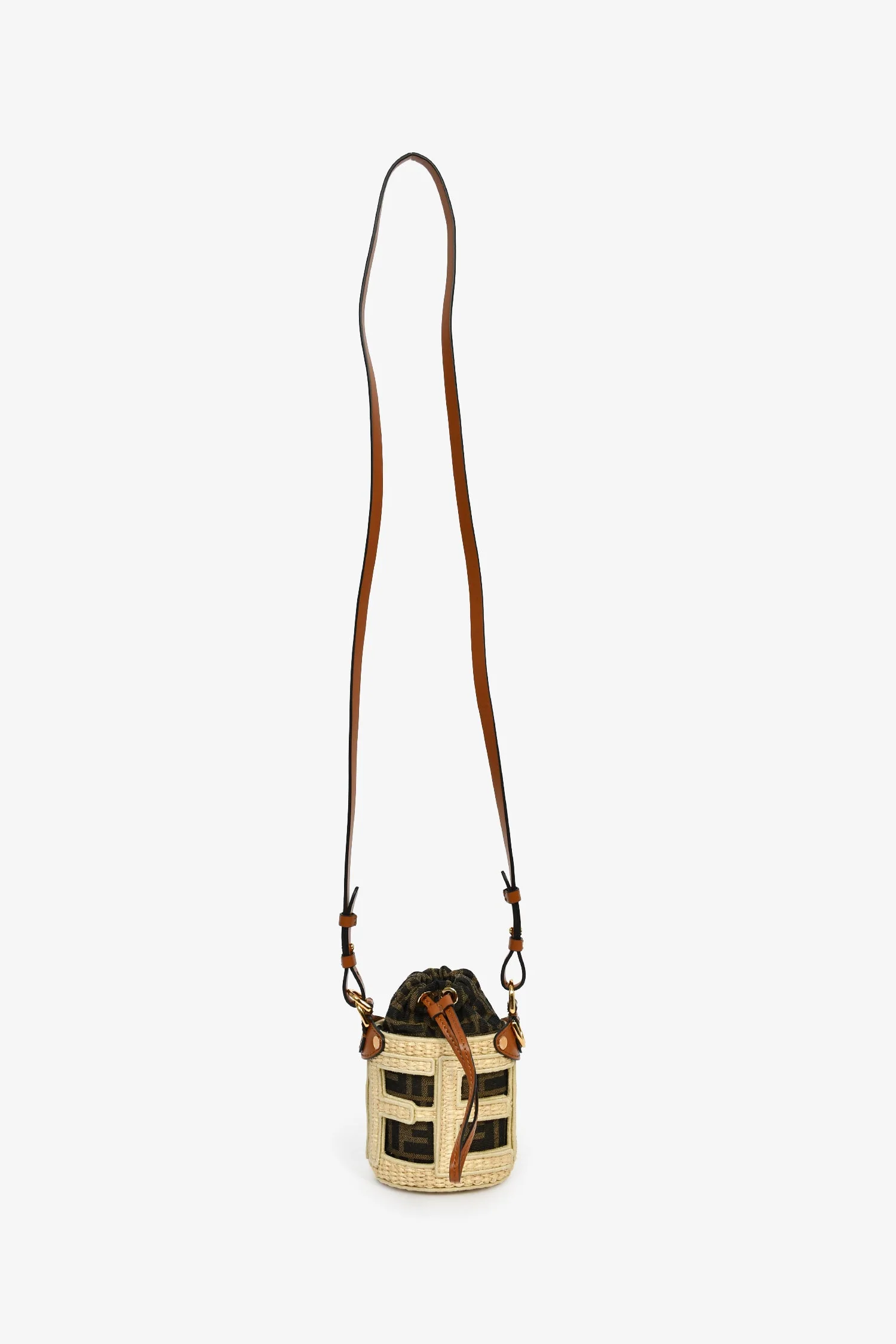 Fendi Brown/Beige Zucca FF Step Out Nano Bucket Bag - Image 6