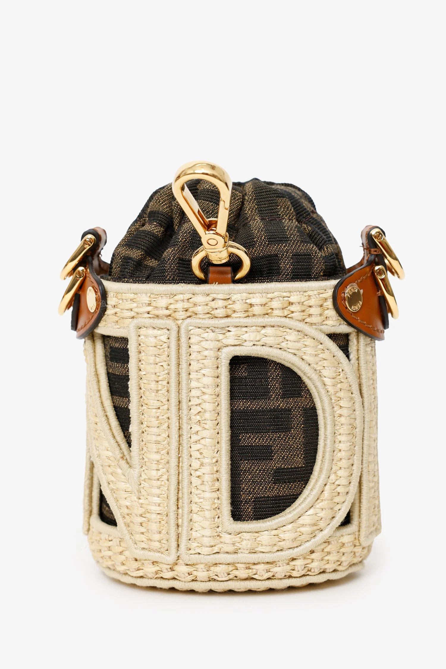 Fendi Brown/Beige Zucca FF Step Out Nano Bucket Bag - Image 3