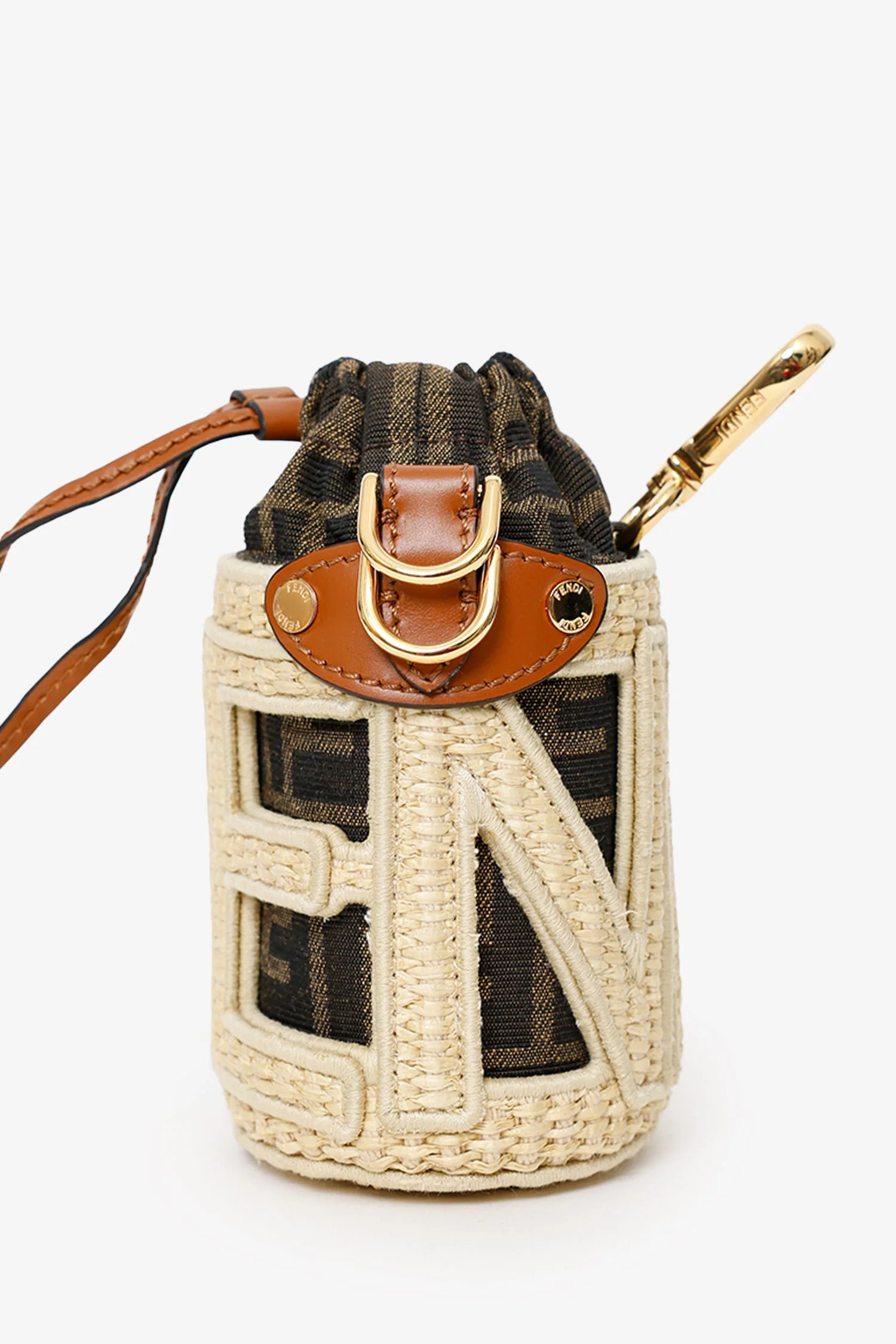 Fendi Brown/Beige Zucca FF Step Out Nano Bucket Bag - Image 4
