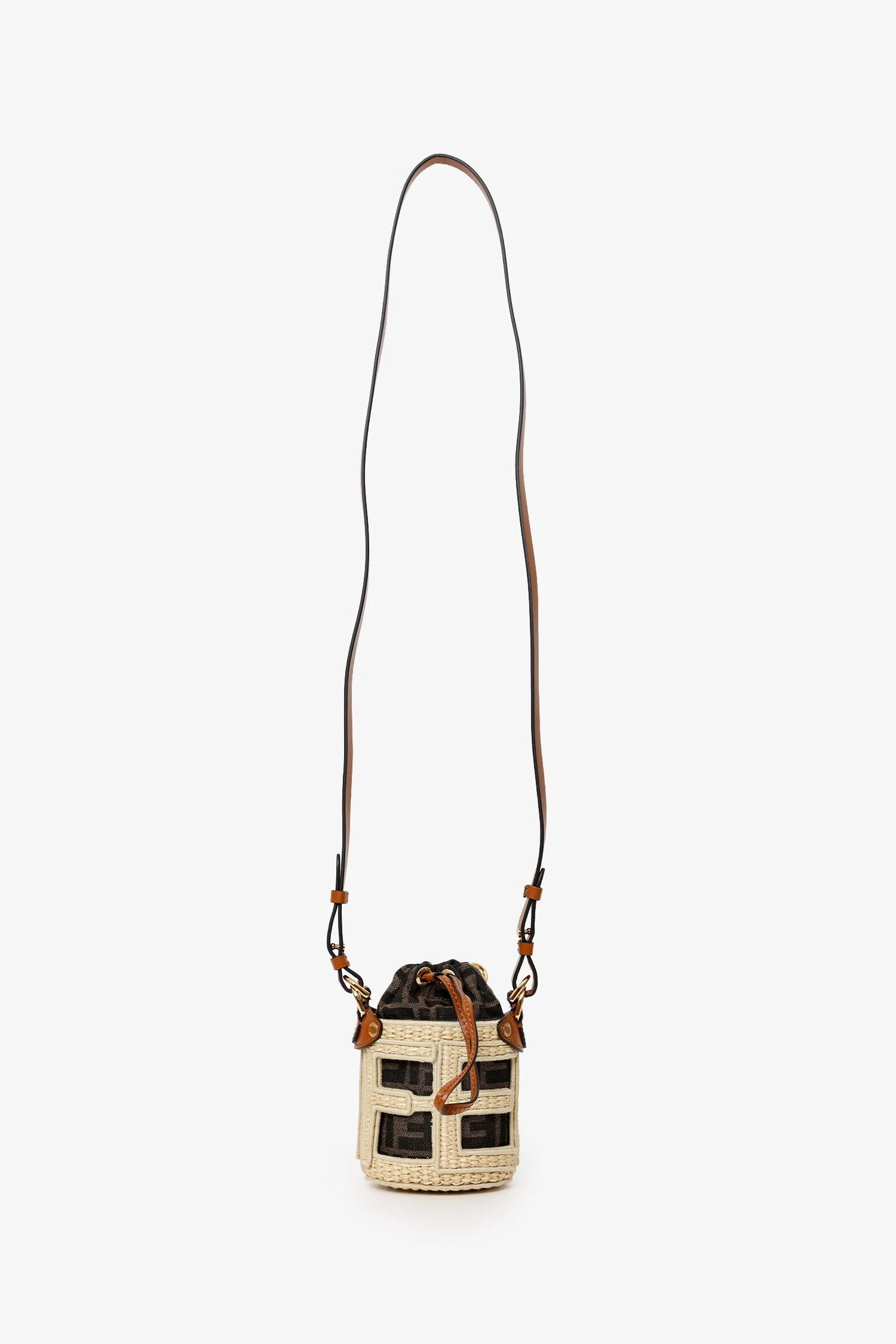 Fendi Brown/Beige Zucca FF Step Out Nano Bucket Bag - Image 6