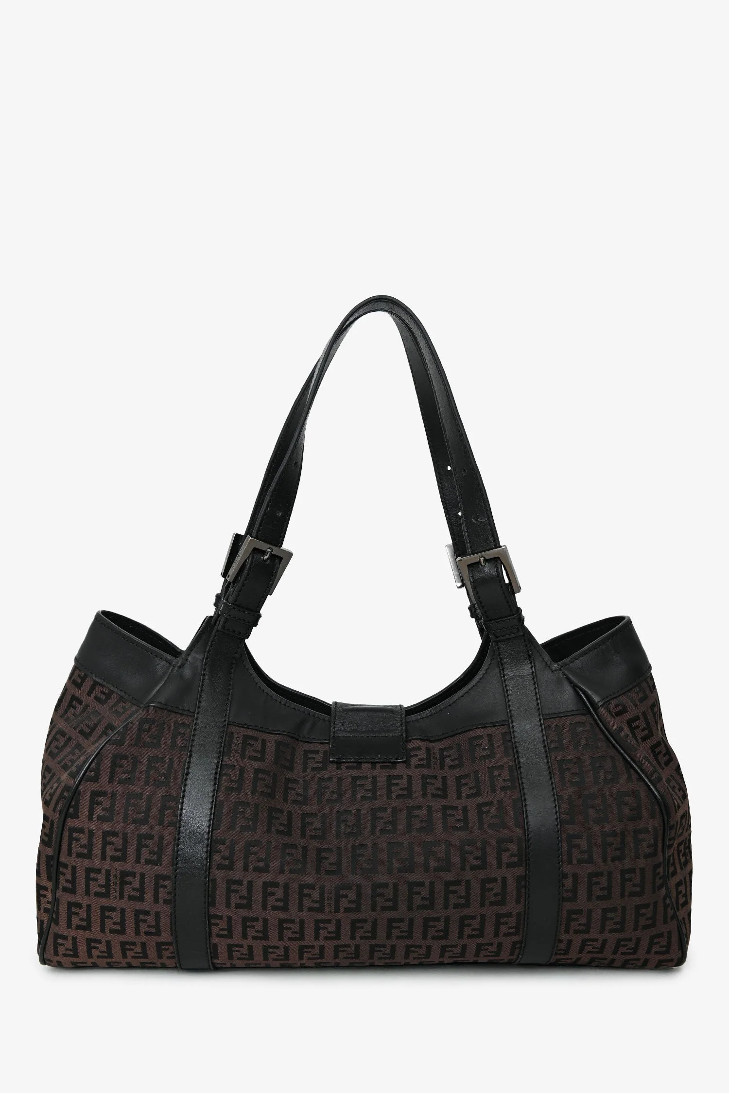 Fendi Brown/Black Zucca Canvas Baguette Hobo Bag - Image 2