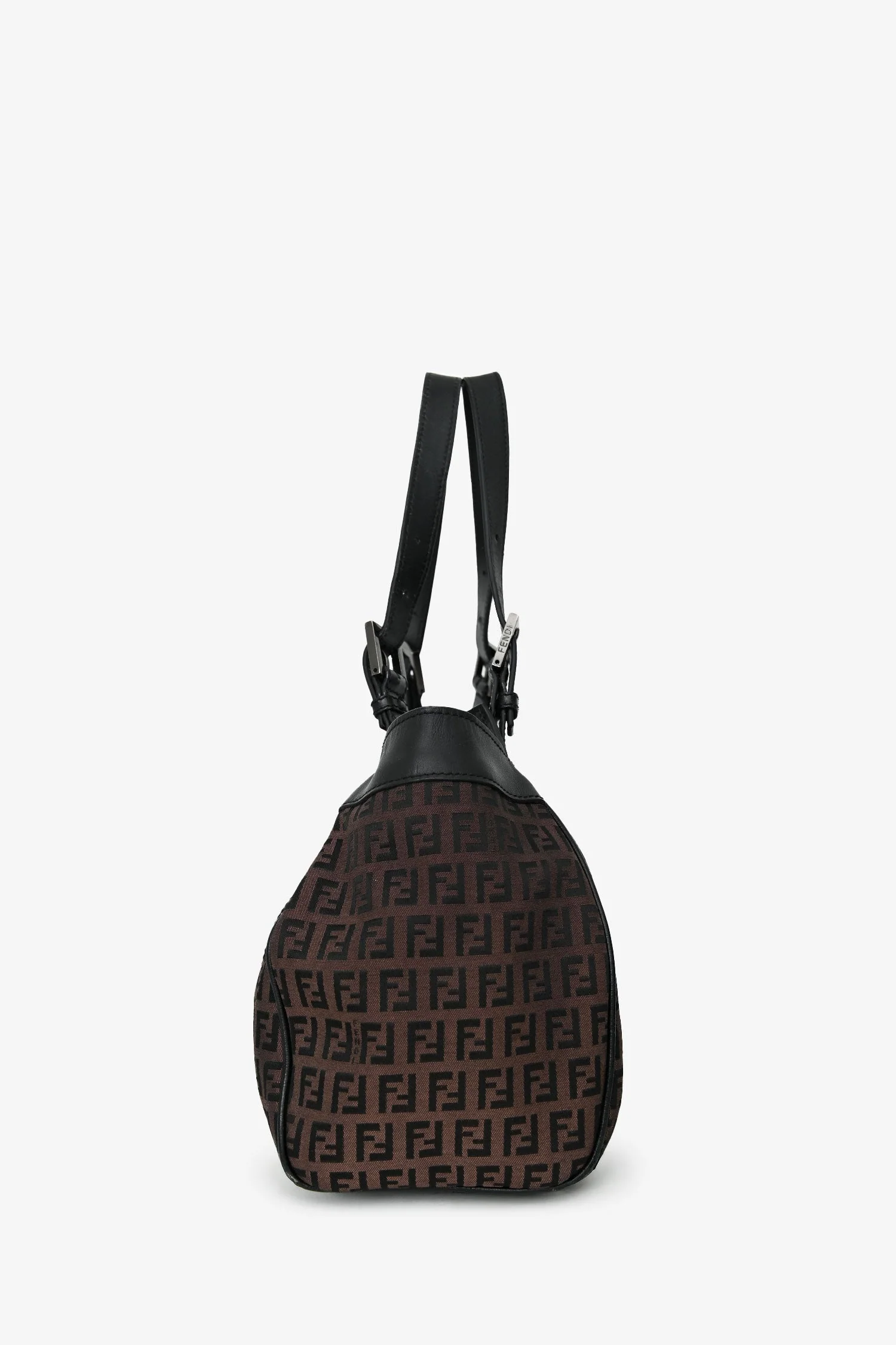 Fendi Brown/Black Zucca Canvas Baguette Hobo Bag - Image 3