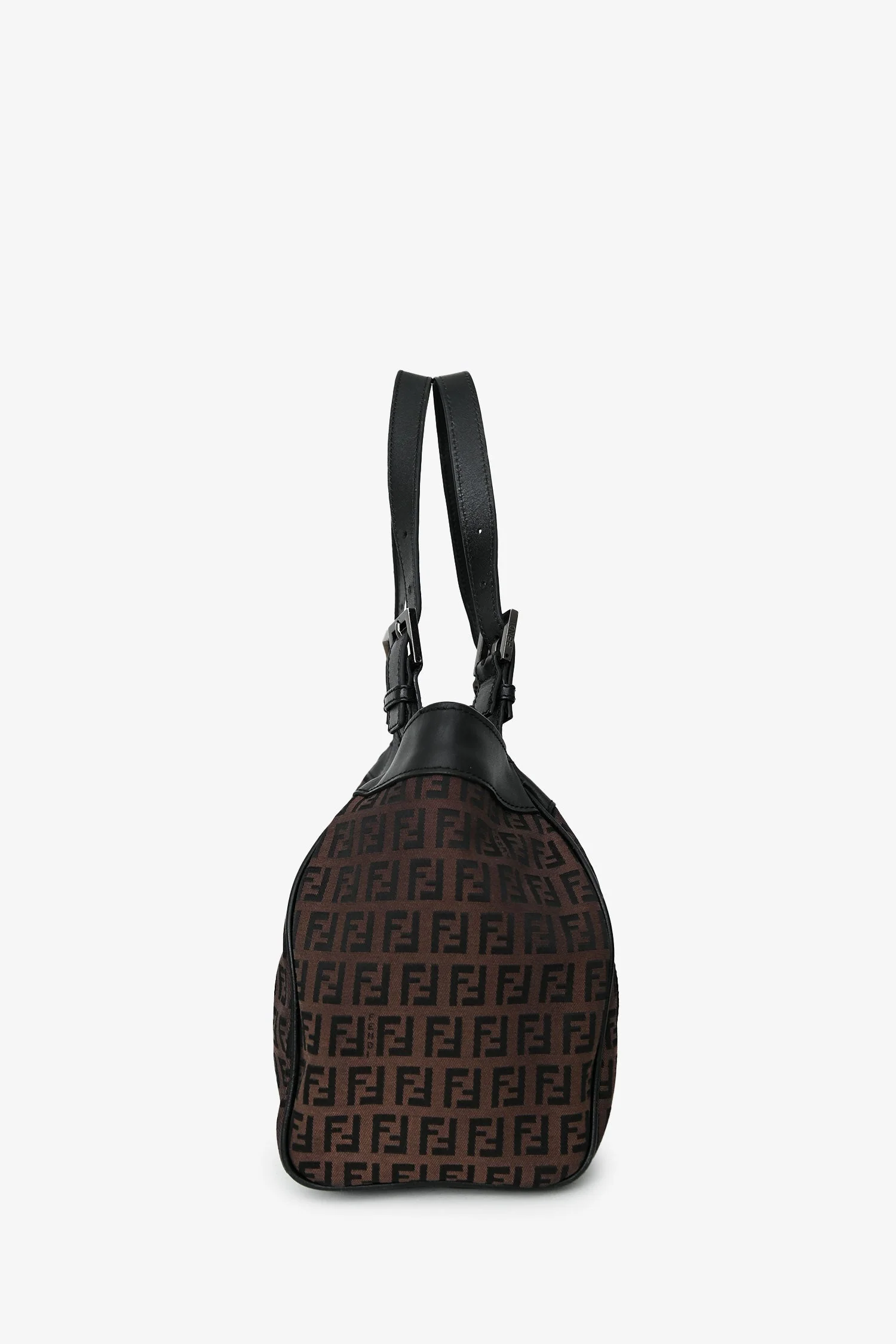 Fendi Brown/Black Zucca Canvas Baguette Hobo Bag - Image 4