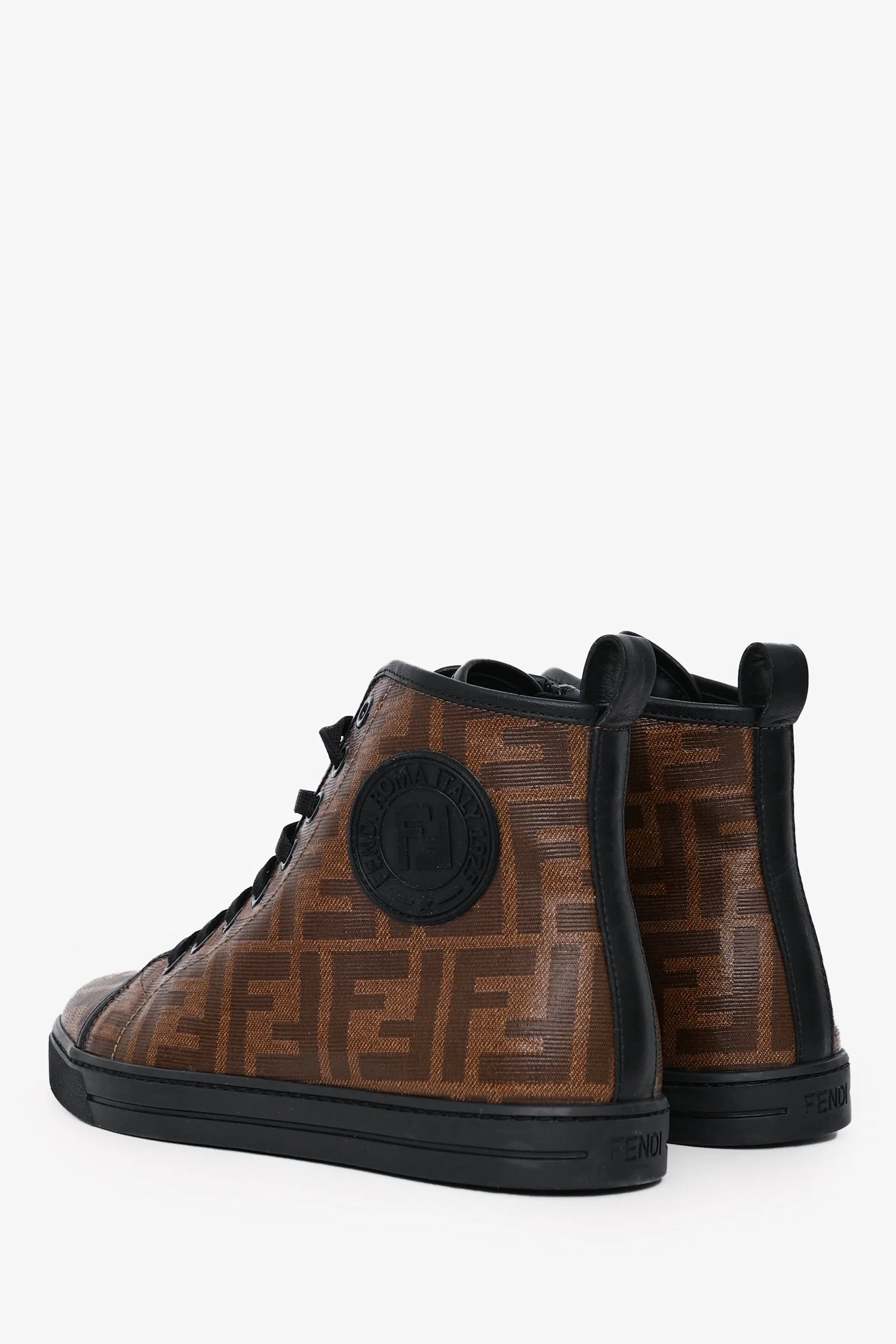 Fendi Brown/Black Zucca High Top Sneakers Size 35 - Image 4