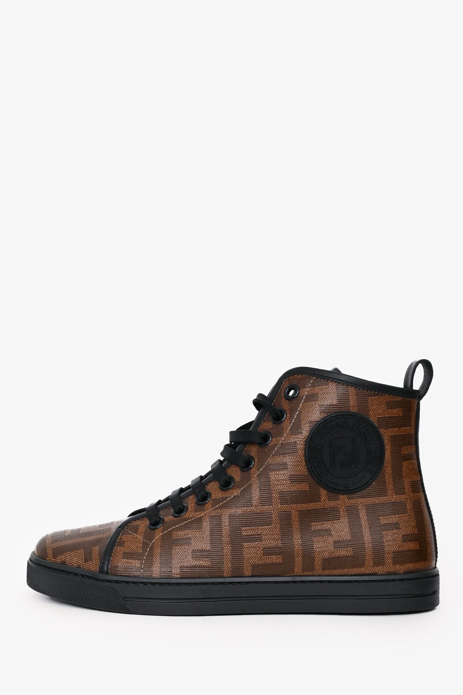 Fendi Brown/Black Zucca High Top Sneakers Size 35 - Image 5