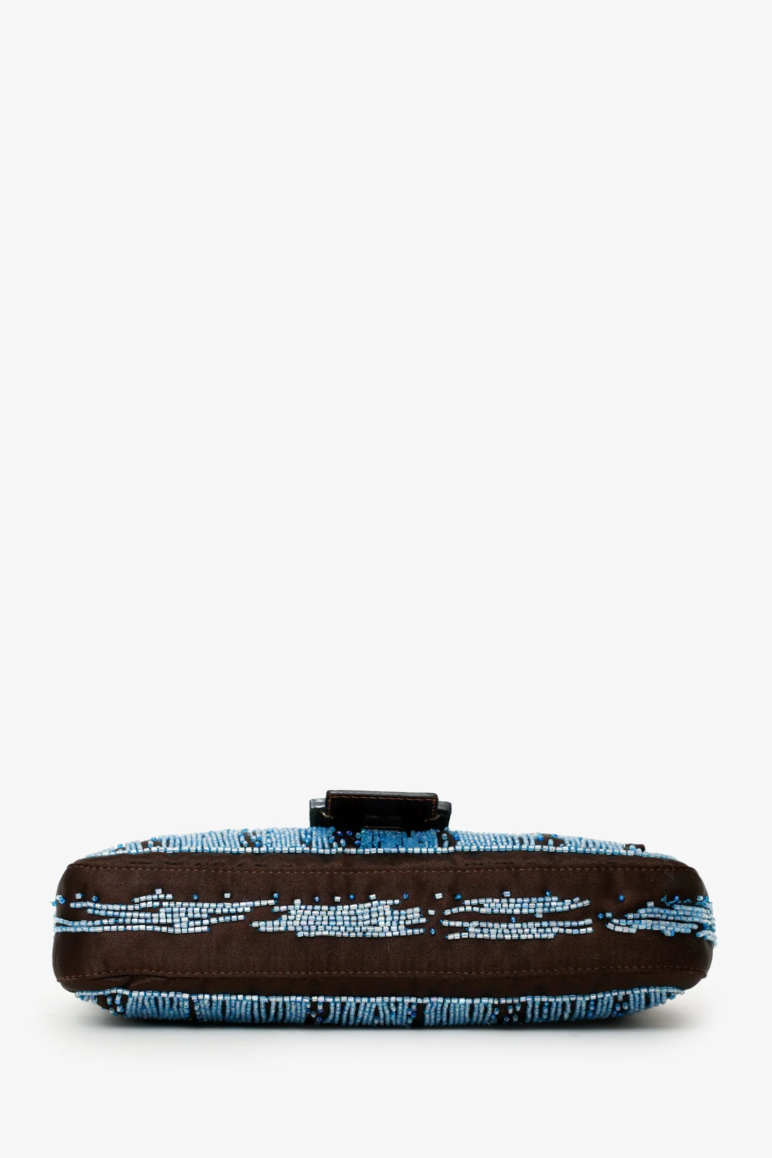 Fendi Brown/Blue Satin Beaded Baguette Shoulder Bag - Image 5