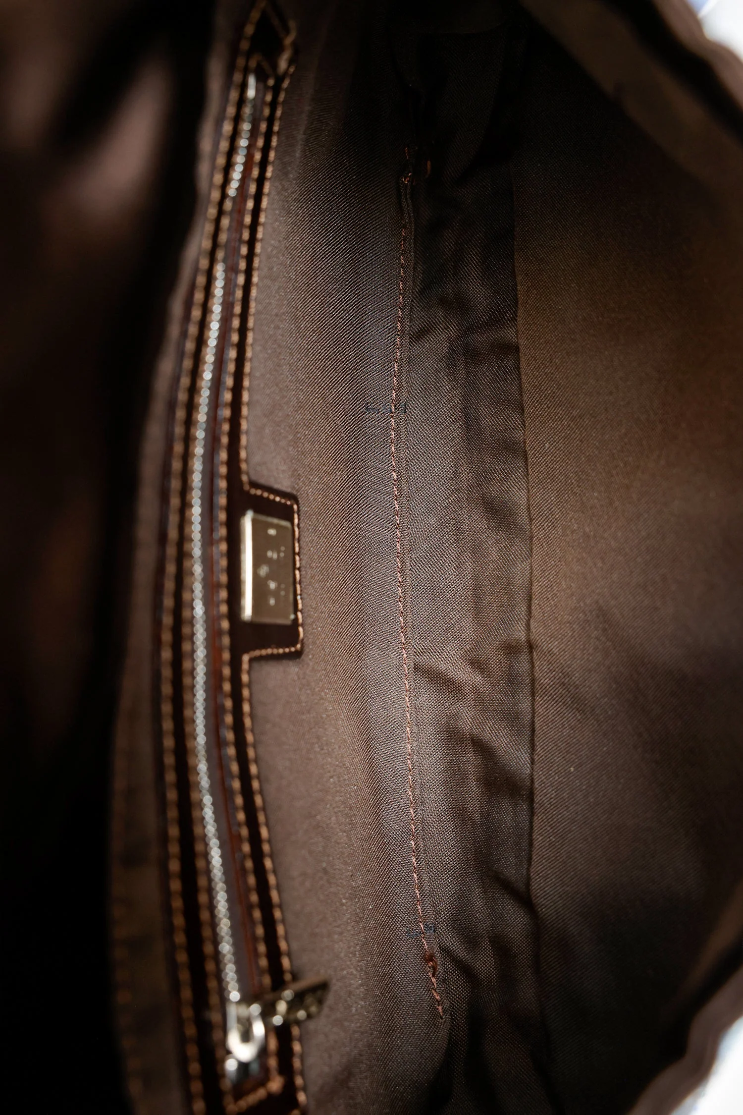 Fendi Brown/Blue Satin Beaded Baguette Shoulder Bag - Image 6
