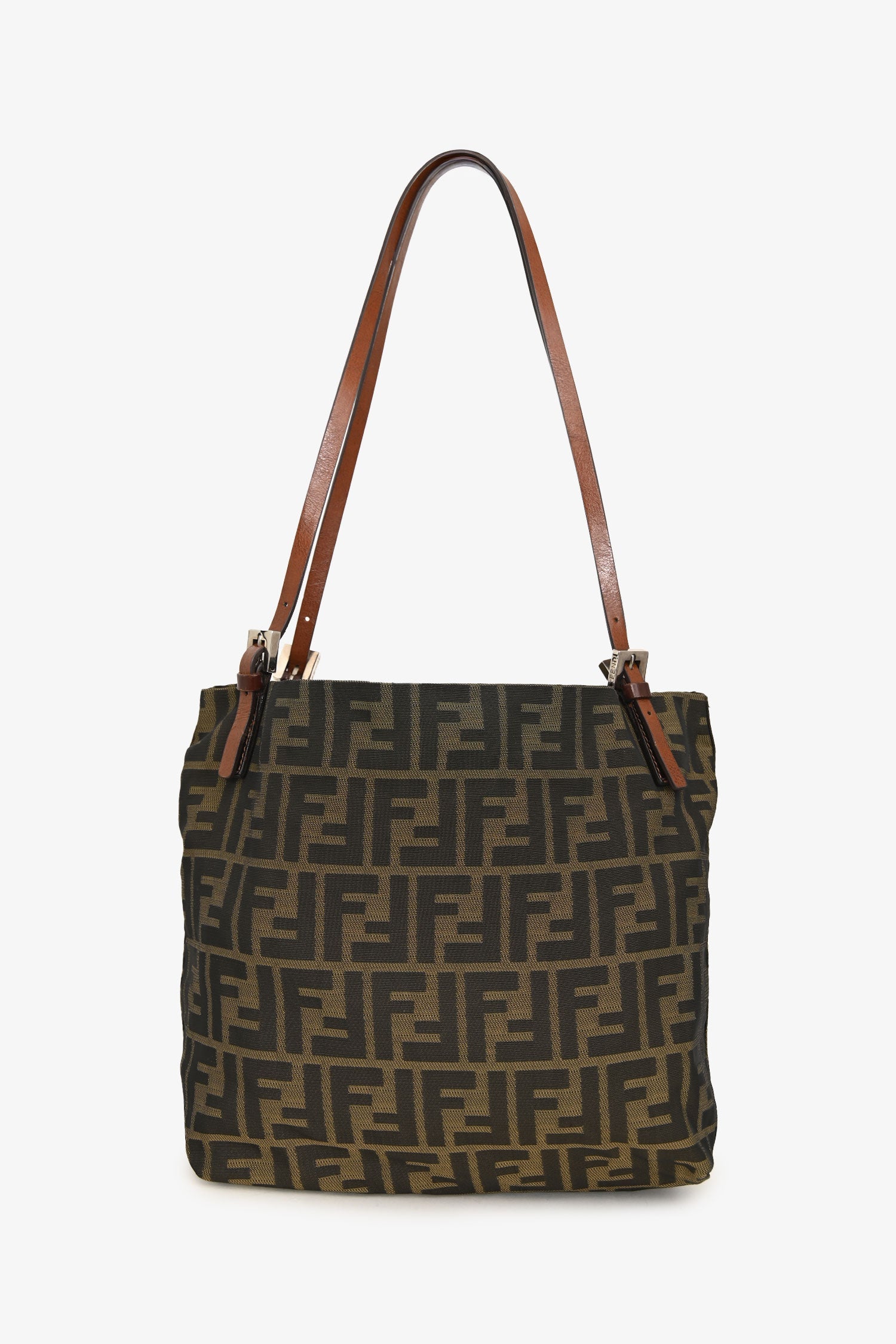 Fendi Brown Canvas Zucca Jacquard Baguette Tote Bag - Image 2