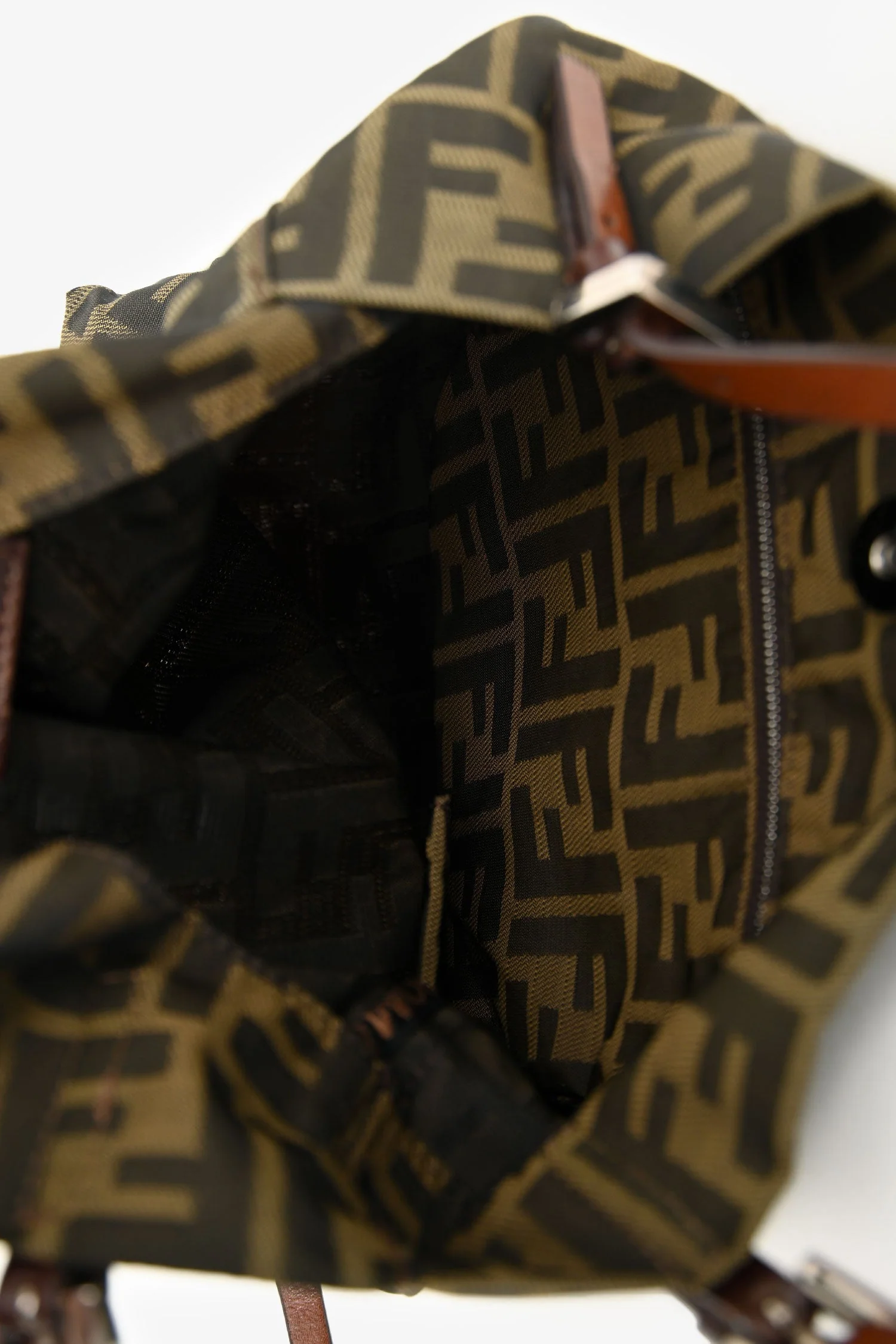 Fendi Brown Canvas Zucca Jacquard Baguette Tote Bag - Image 6