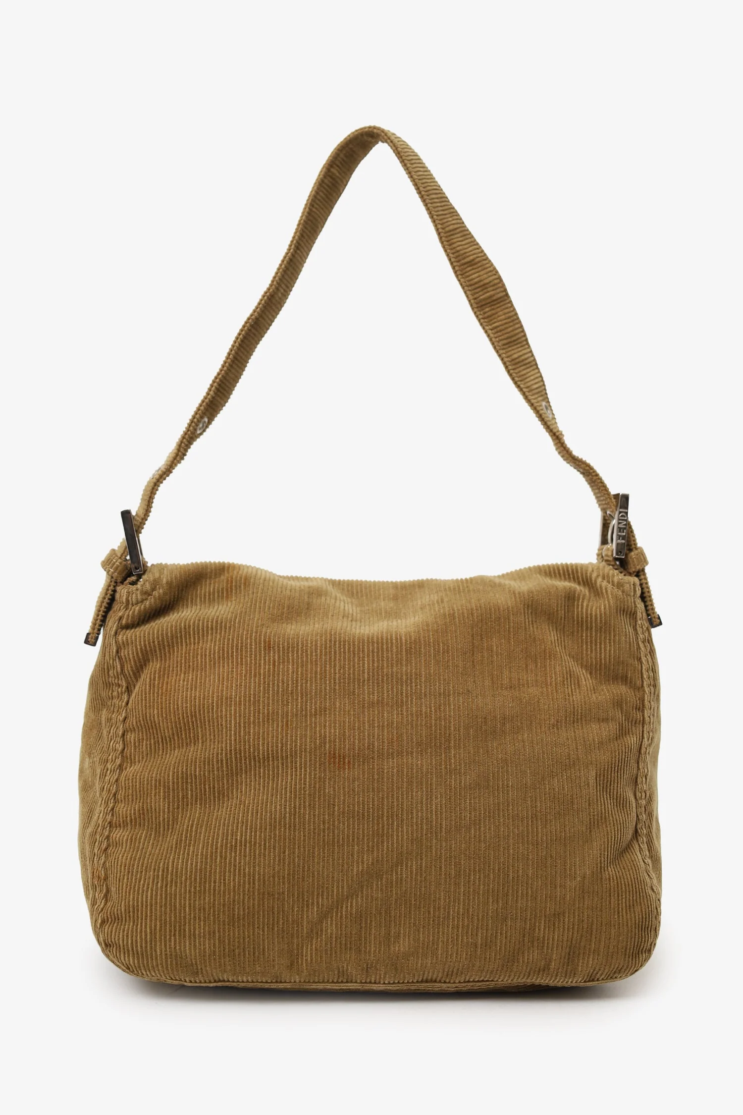 Fendi Brown Corduroy Double Flap Baguette Shoulder Bag - Image 2