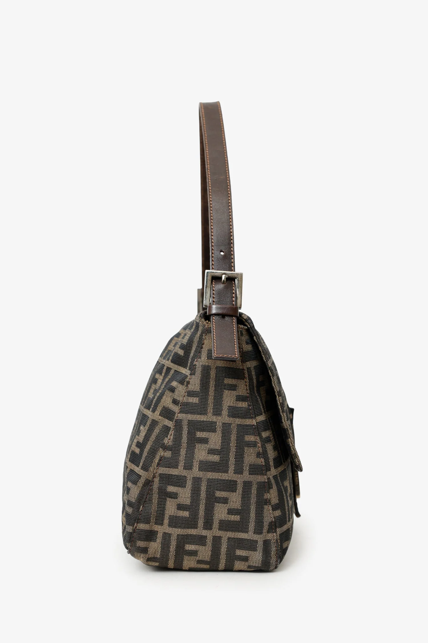Fendi Brown FF Zucca Canvas Mama Baugette Shoulder Bag - Image 2
