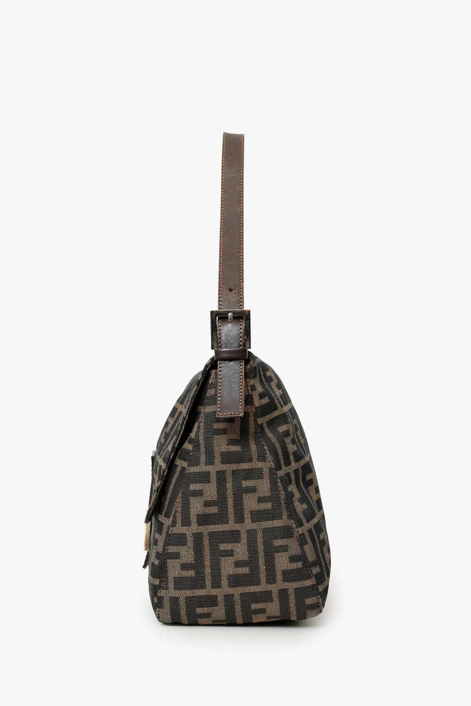 Fendi Brown FF Zucca Canvas Mama Baugette Shoulder Bag - Image 4