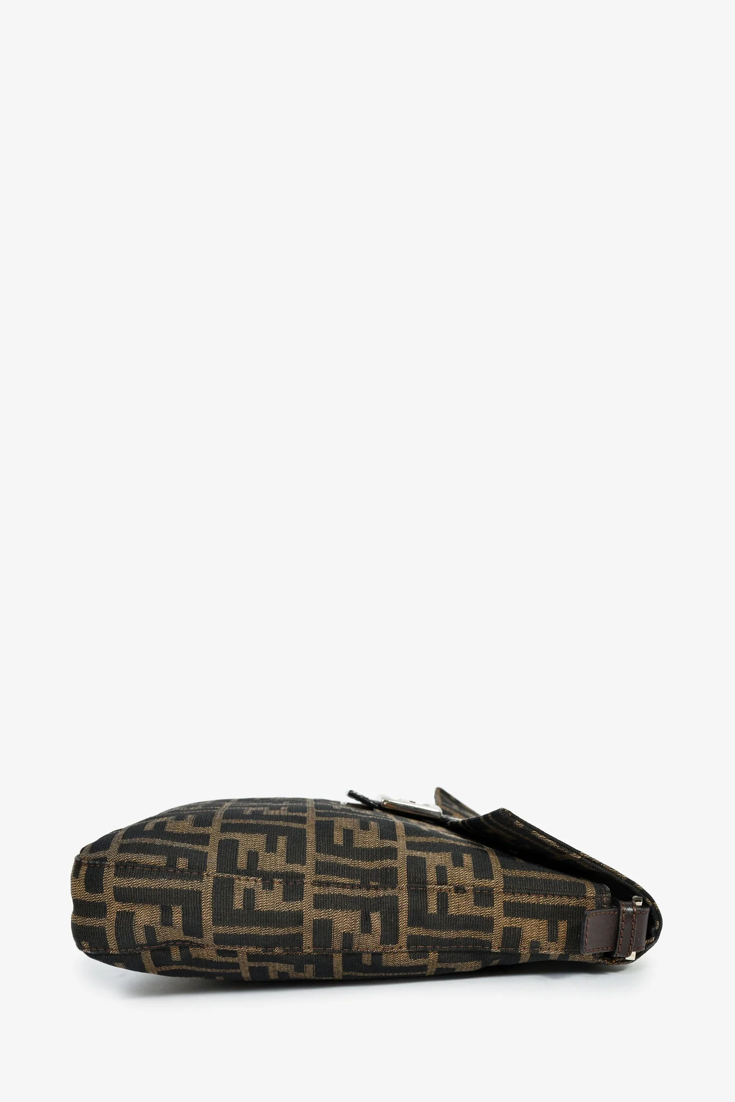 Fendi Brown FF Zucca Canvas Square Baguette Shoulder Bag - Image 3
