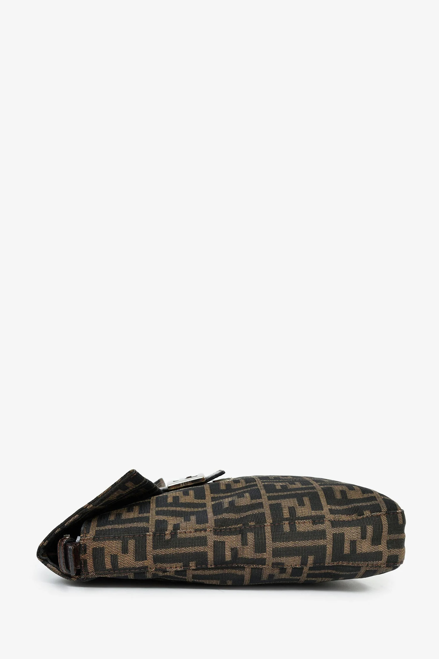 Fendi Brown FF Zucca Canvas Square Baguette Shoulder Bag - Image 4