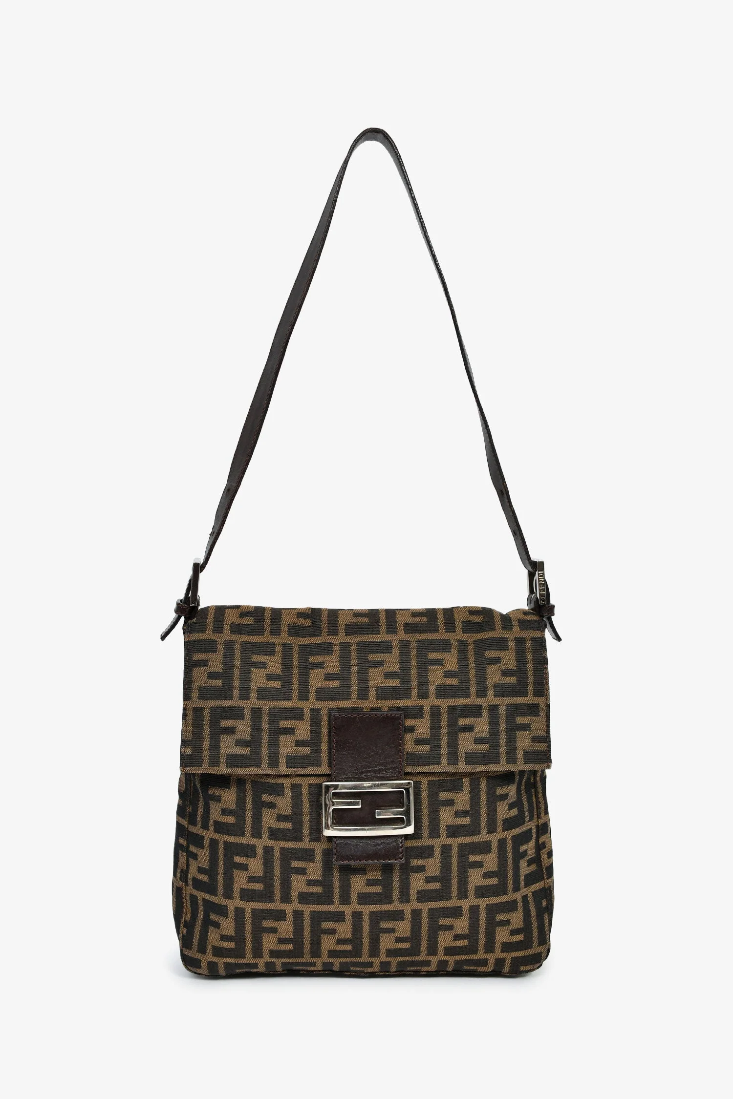 Fendi Brown FF Zucca Canvas Square Baguette Shoulder Bag - Image 7