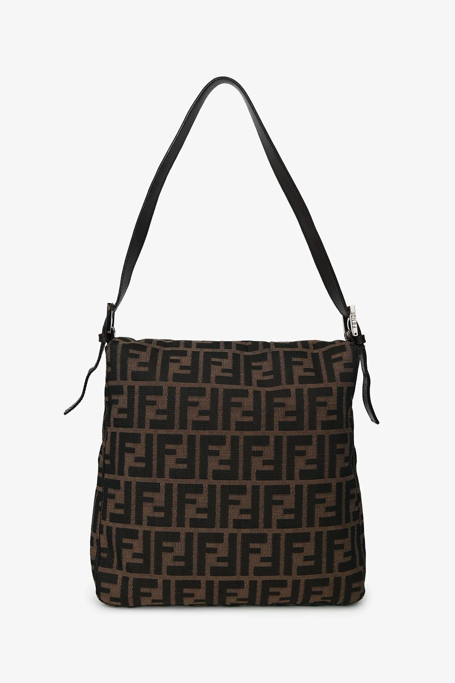Fendi Brown FF Zucca Canvas Square Baguette Shoulder Bag - Image 2