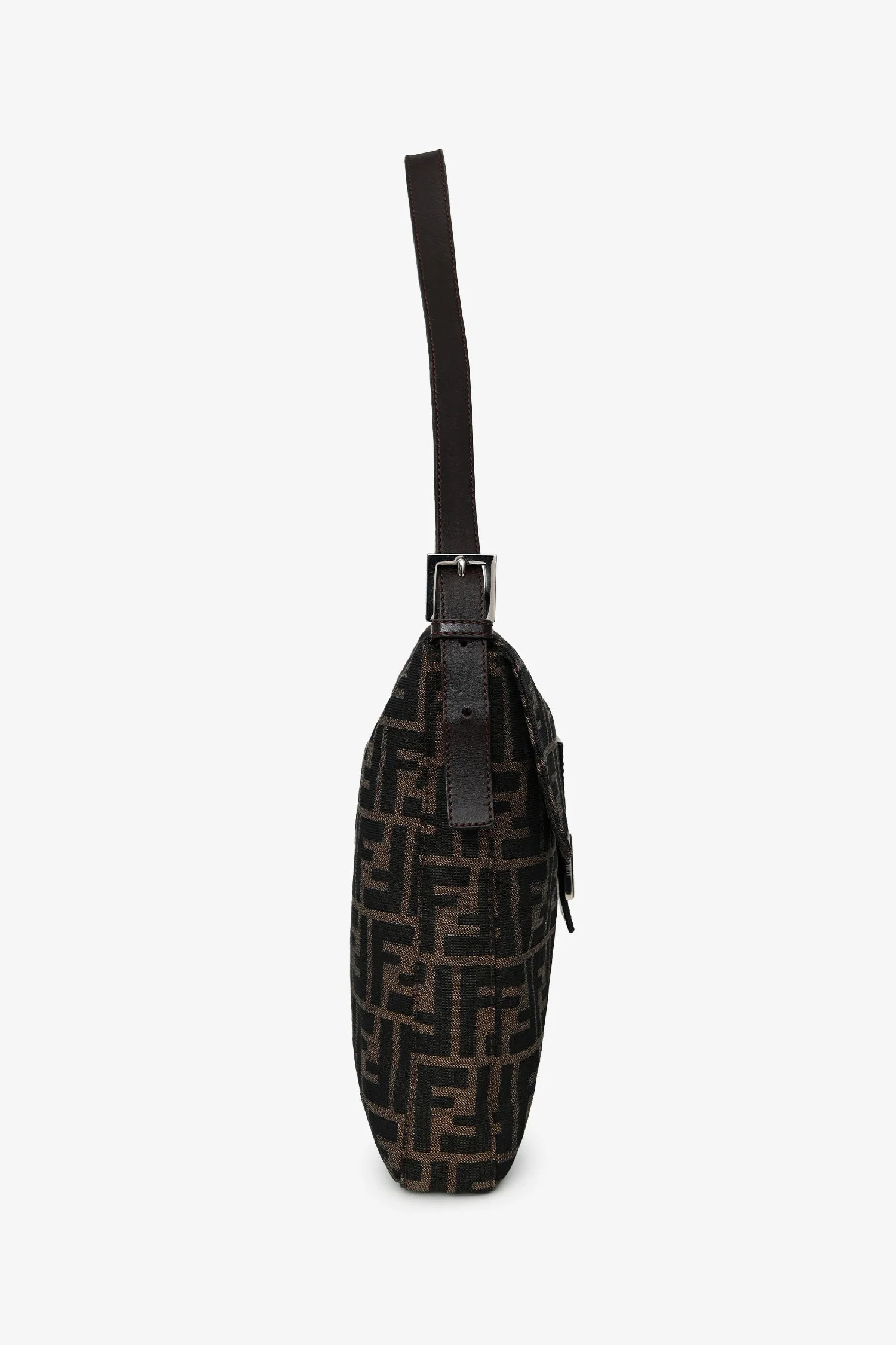 Fendi Brown FF Zucca Canvas Square Baguette Shoulder Bag - Image 3