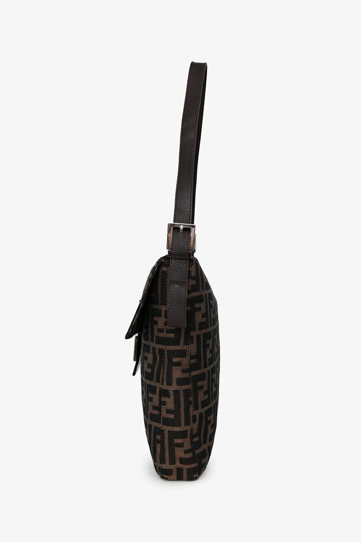 Fendi Brown FF Zucca Canvas Square Baguette Shoulder Bag - Image 4