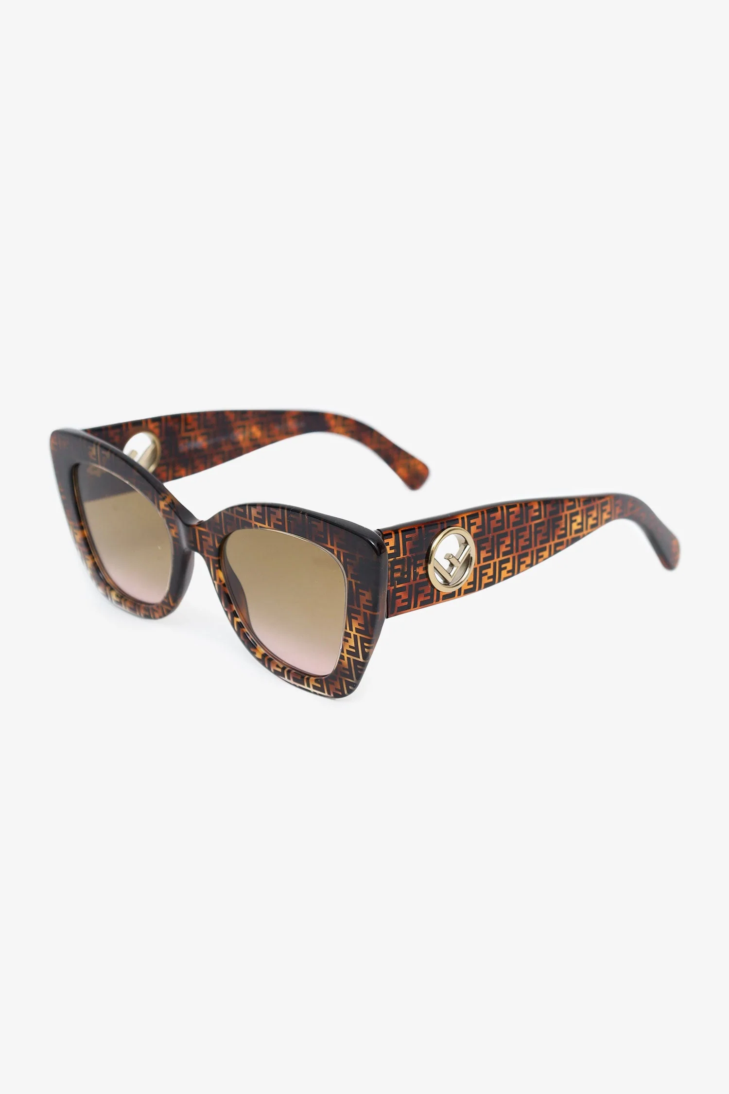 Fendi Brown Frame Zucca FF Logo Cat-Eye Sunglasses - Image 2