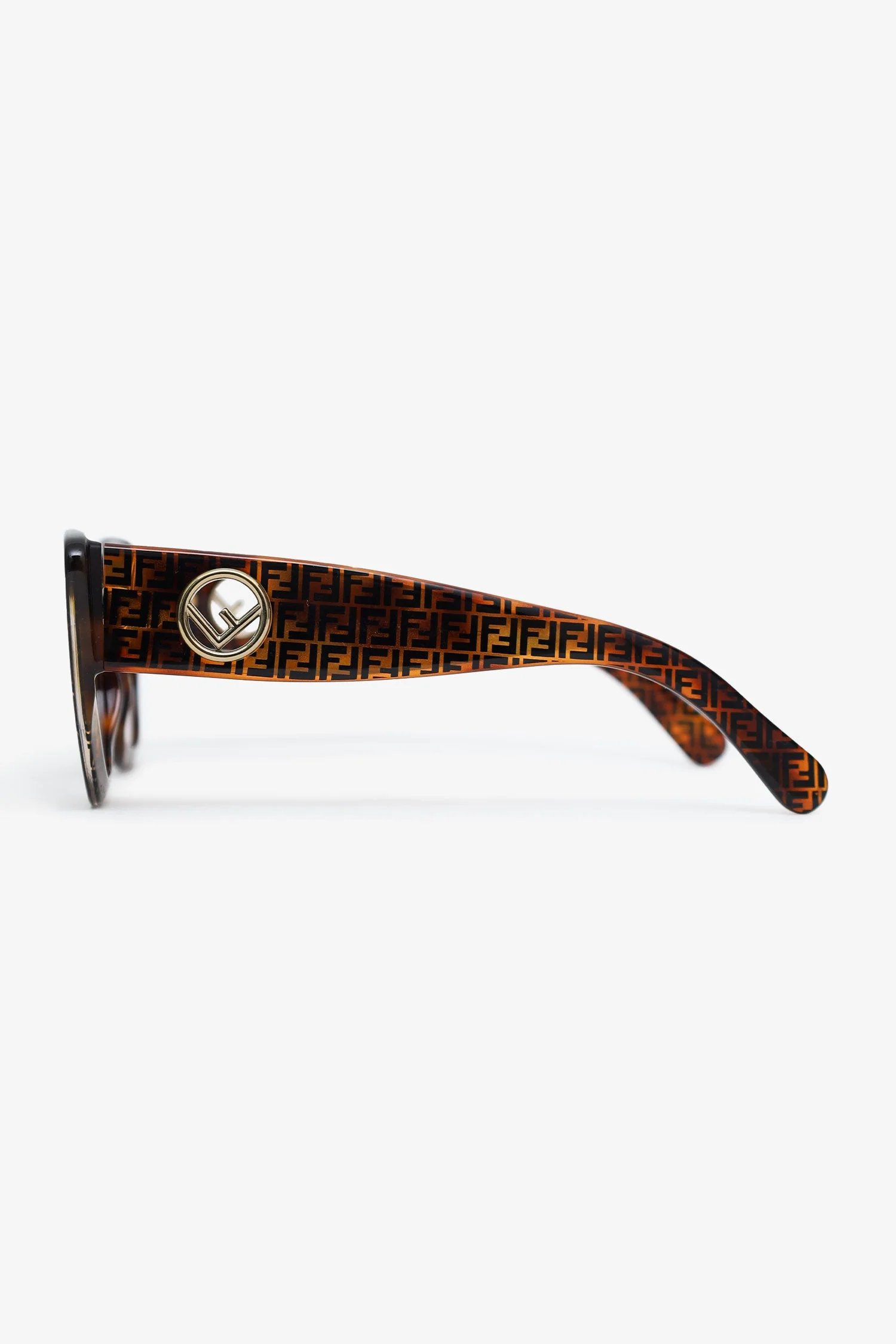 Fendi Brown Frame Zucca FF Logo Cat-Eye Sunglasses - Image 3