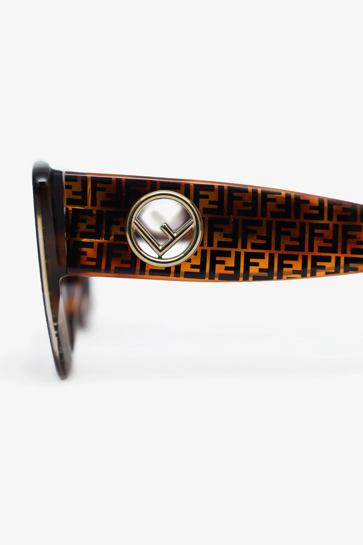 Fendi Brown Frame Zucca FF Logo Cat-Eye Sunglasses - Image 4