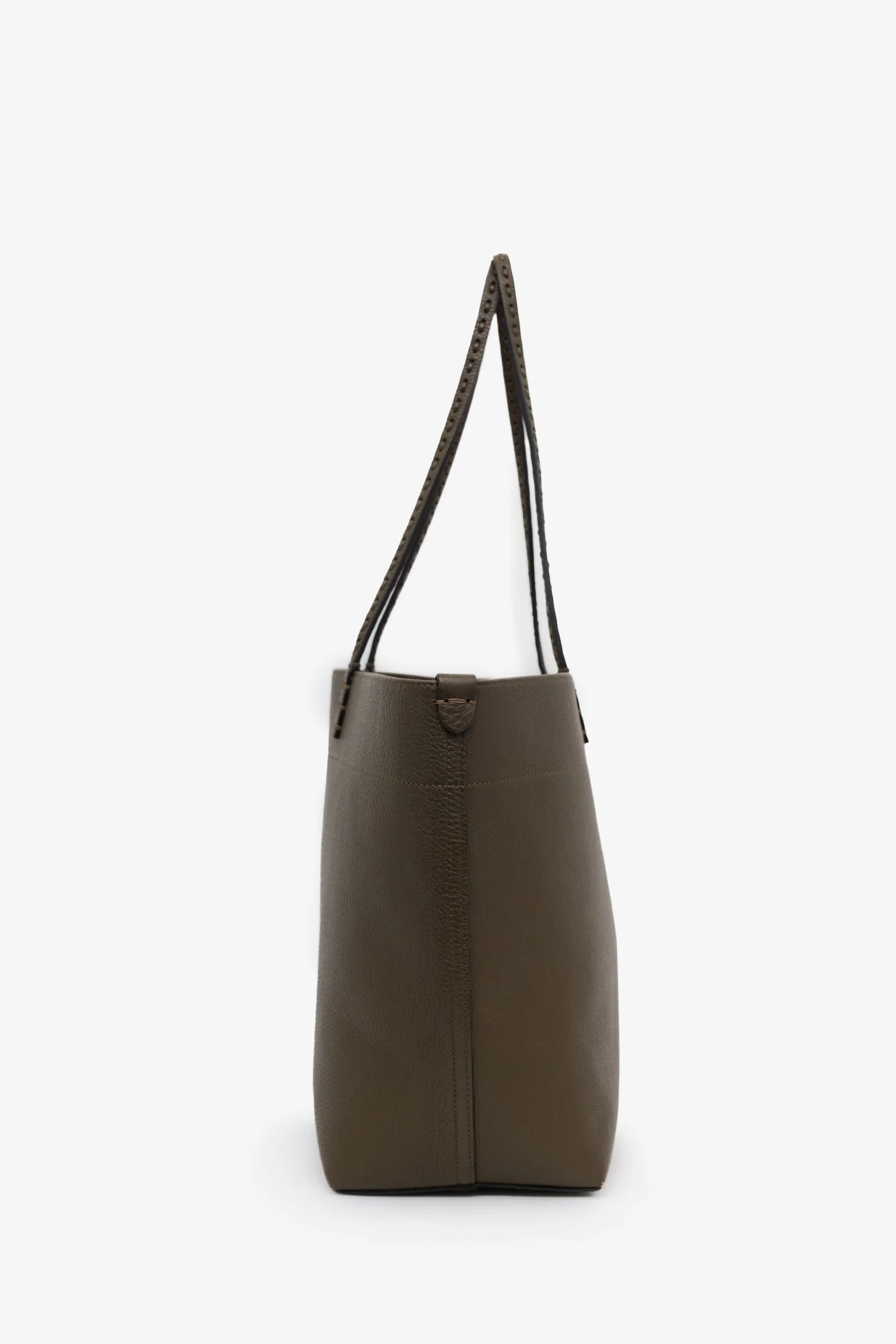 Fendi Brown Leather/Canvas Medium 'Selleria Roll' Tote Bag - Image 4