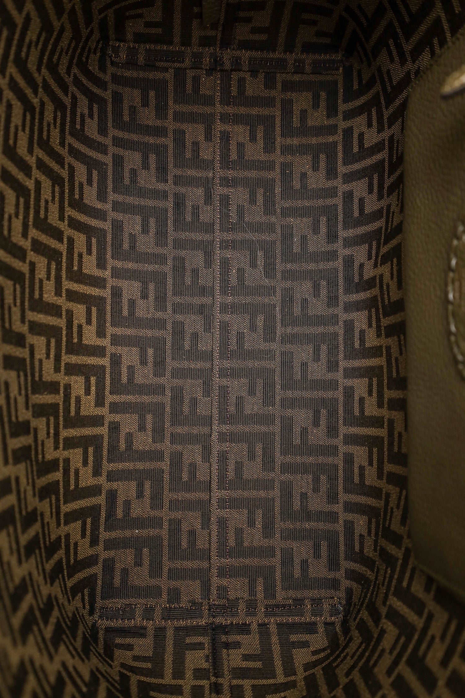 Fendi Brown Leather/Canvas Medium 'Selleria Roll' Tote Bag - Image 6