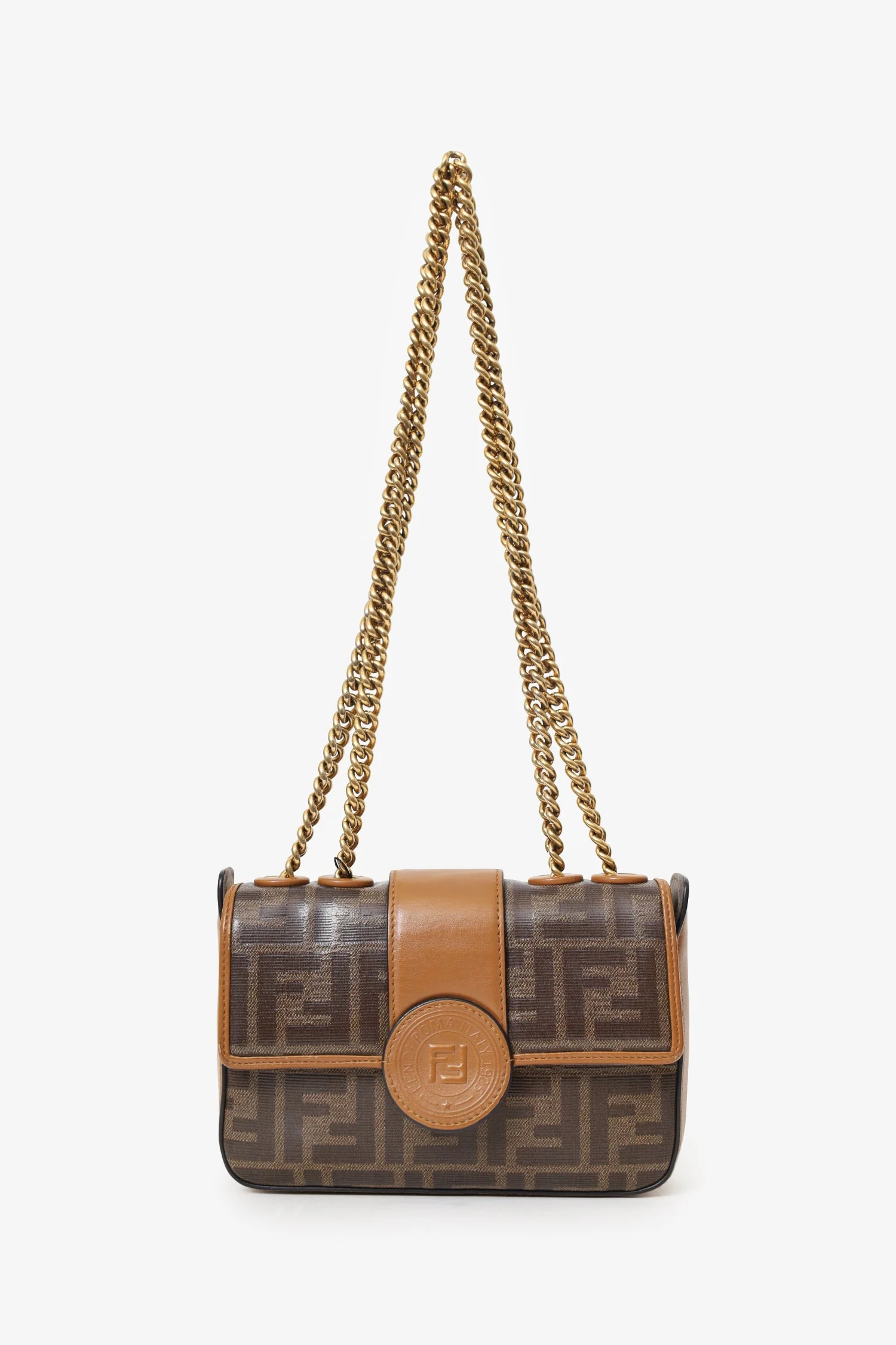 Fendi Brown Mini Double F Shoulder Bag - Image 6