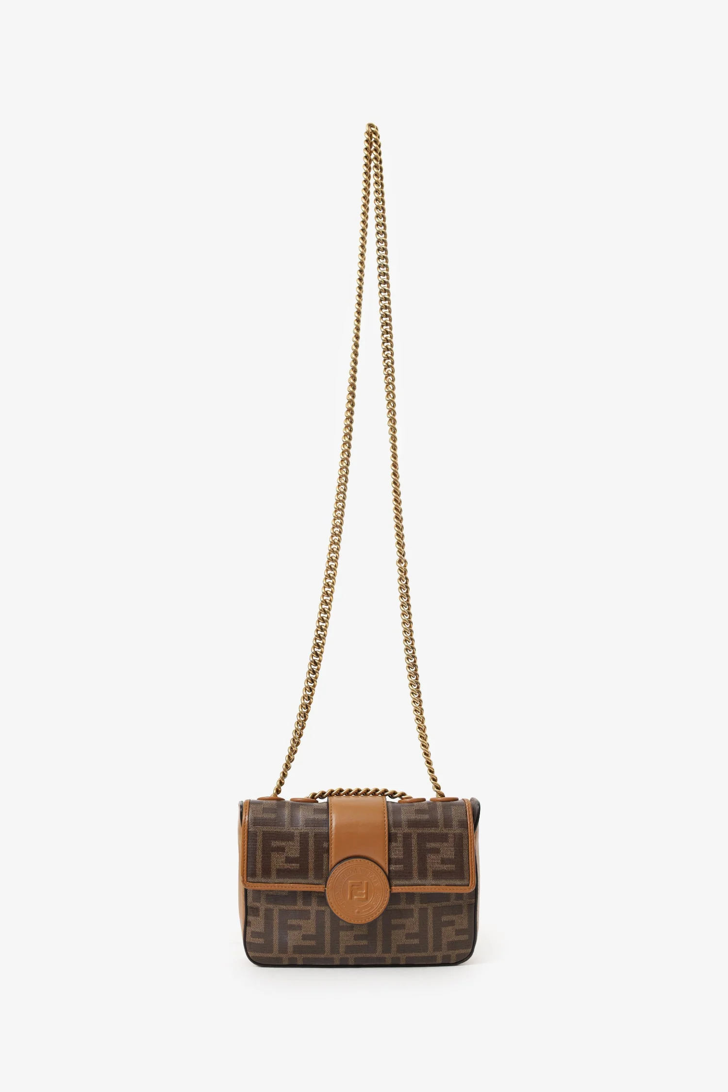 Fendi Brown Mini Double F Shoulder Bag - Image 7
