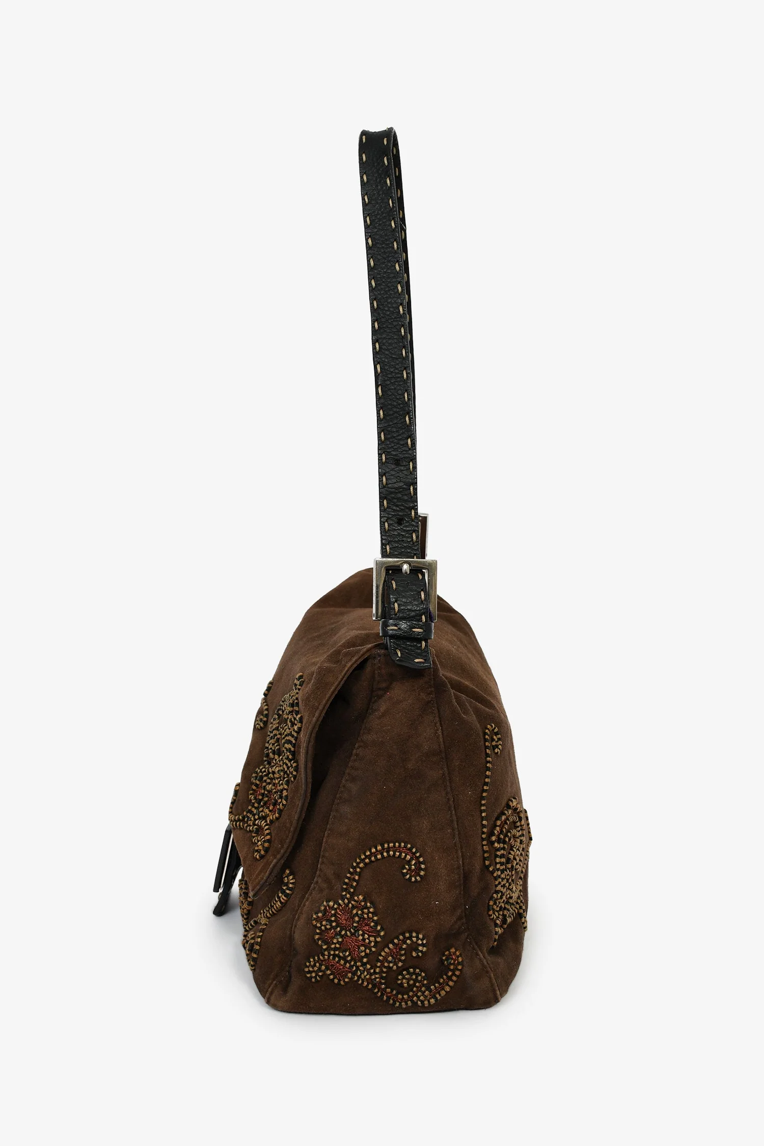 Fendi Brown Suede Selleria Mama Baguette Shoulder Bag - Image 4