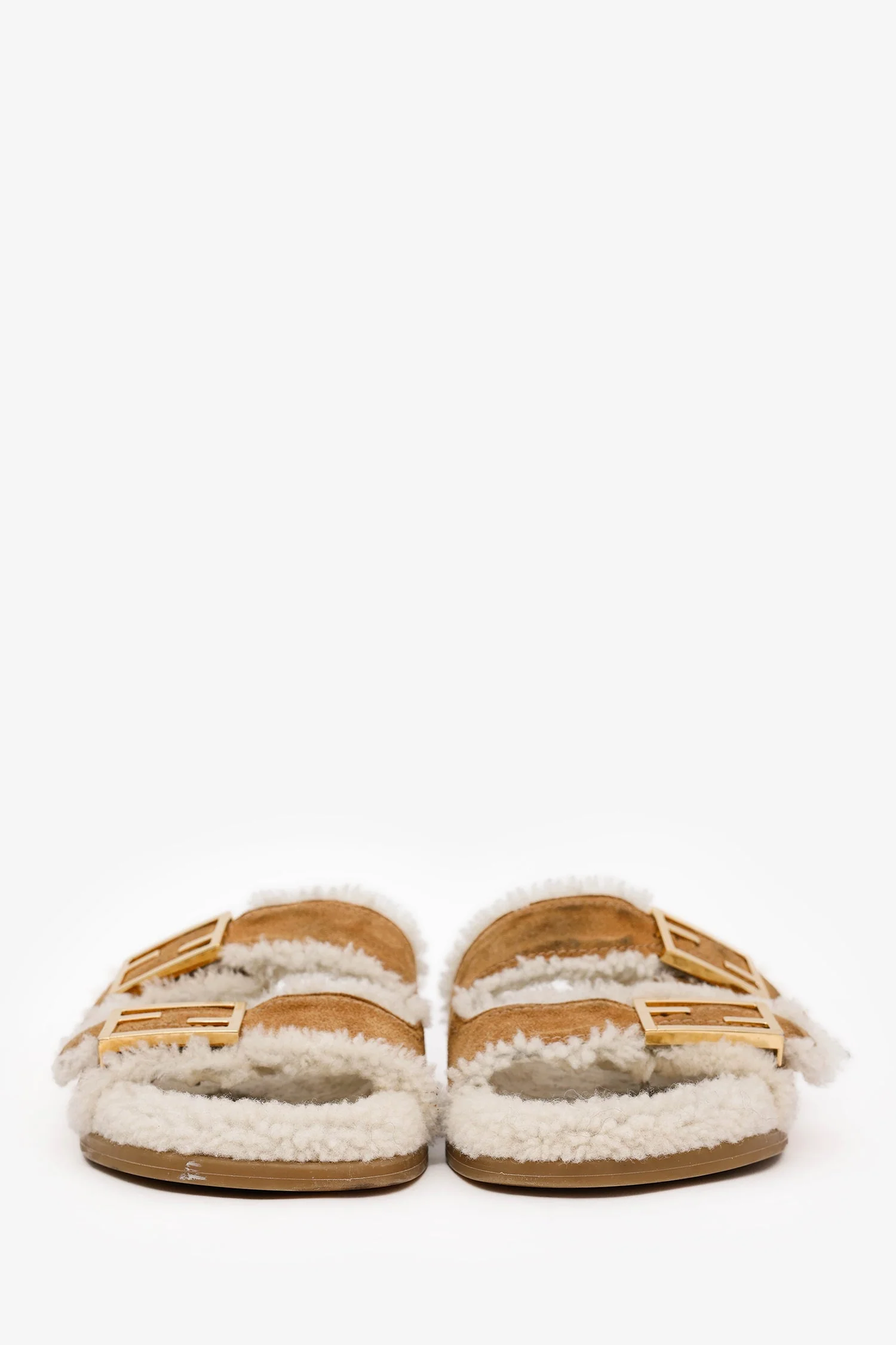 Fendi Brown Suede Shearling Sandals Size 36 - Image 3