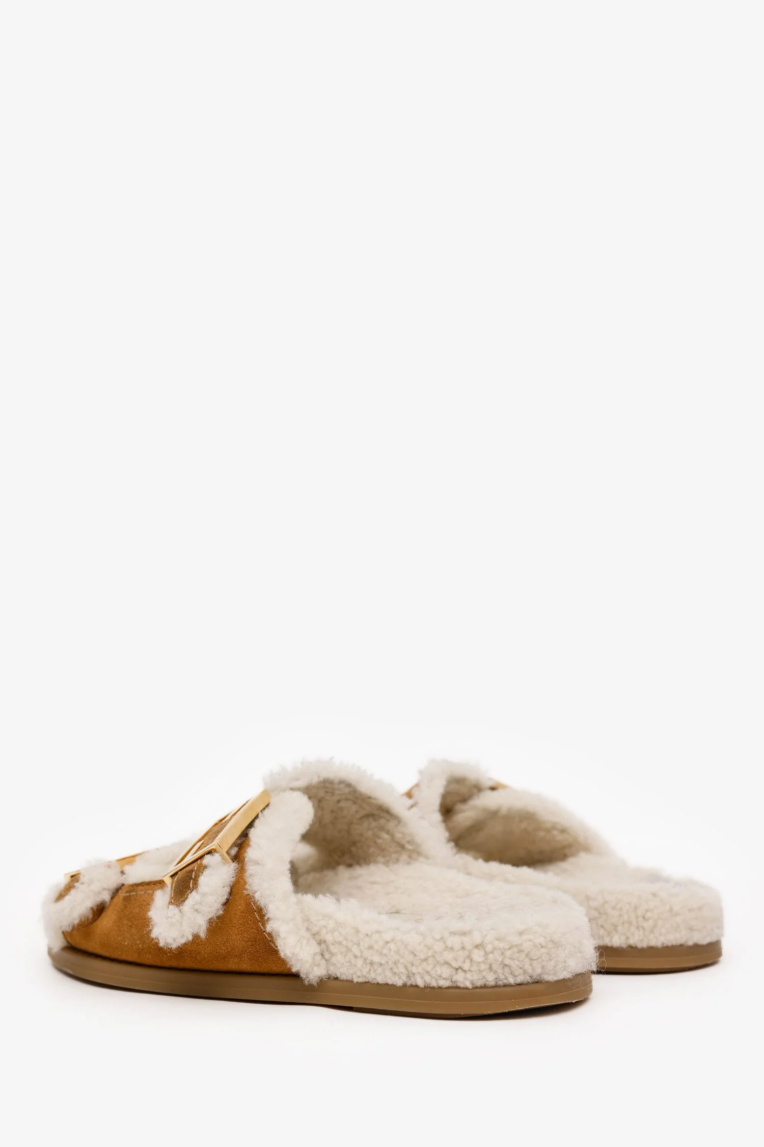 Fendi Brown Suede Shearling Sandals Size 36 - Image 4