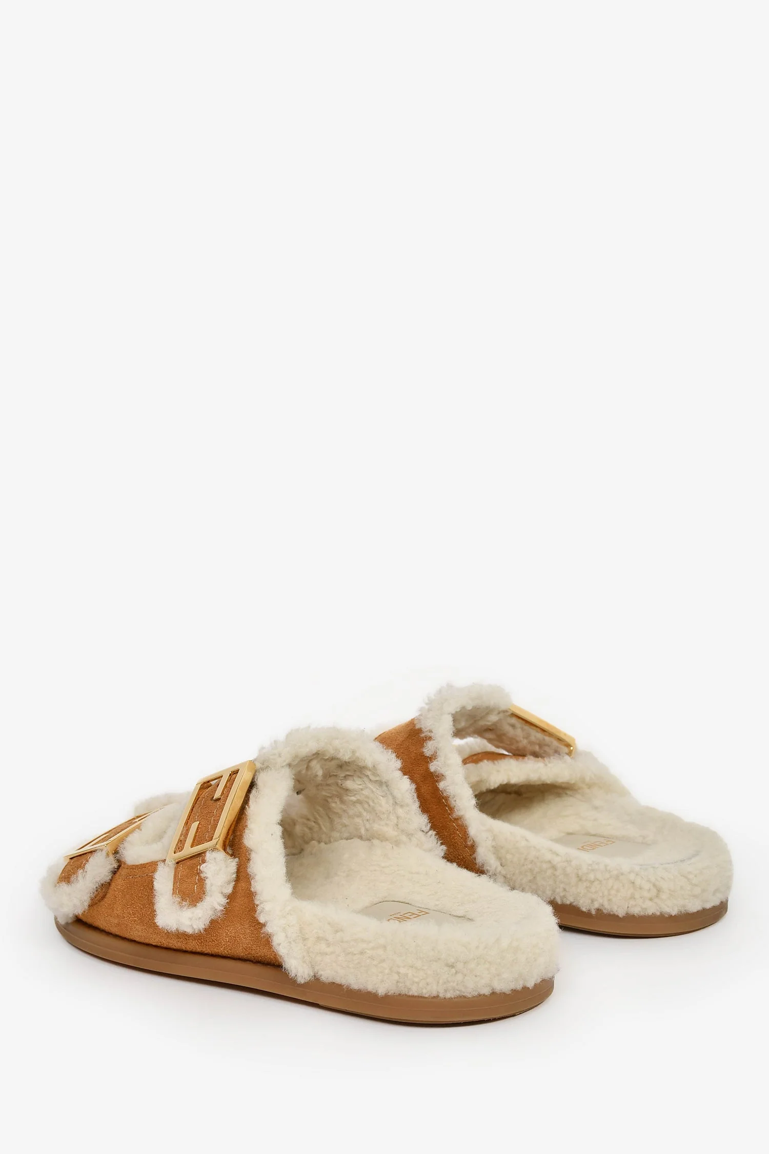 Fendi Brown Suede Shearling Sandals Size 37.5 - Image 5