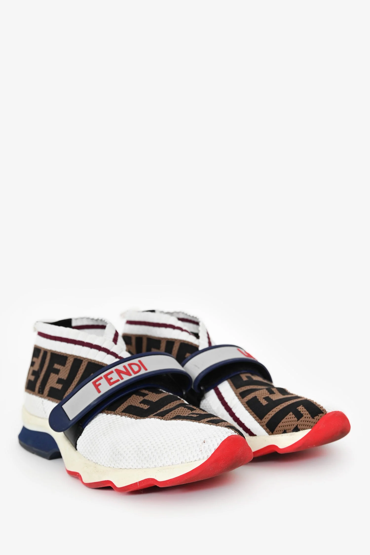 Fendi Brown/White Mesh Zucca Socks Rockoko Sneakers Size 37 - Image 2