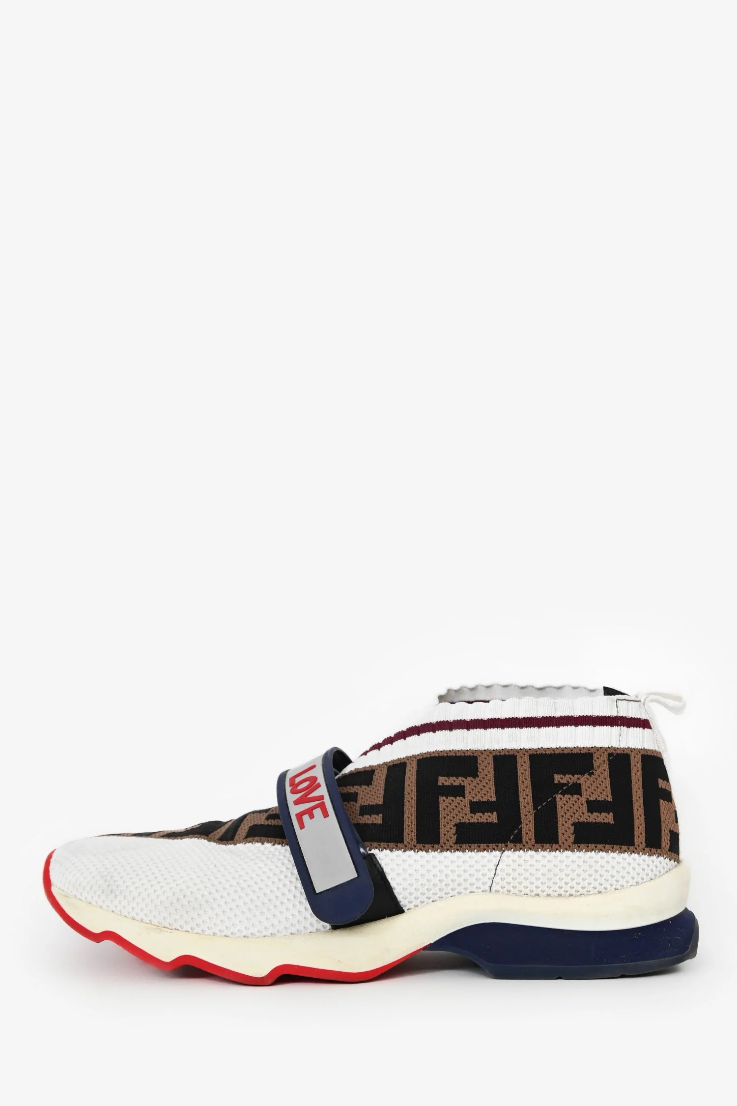 Fendi Brown/White Mesh Zucca Socks Rockoko Sneakers Size 37 - Image 4