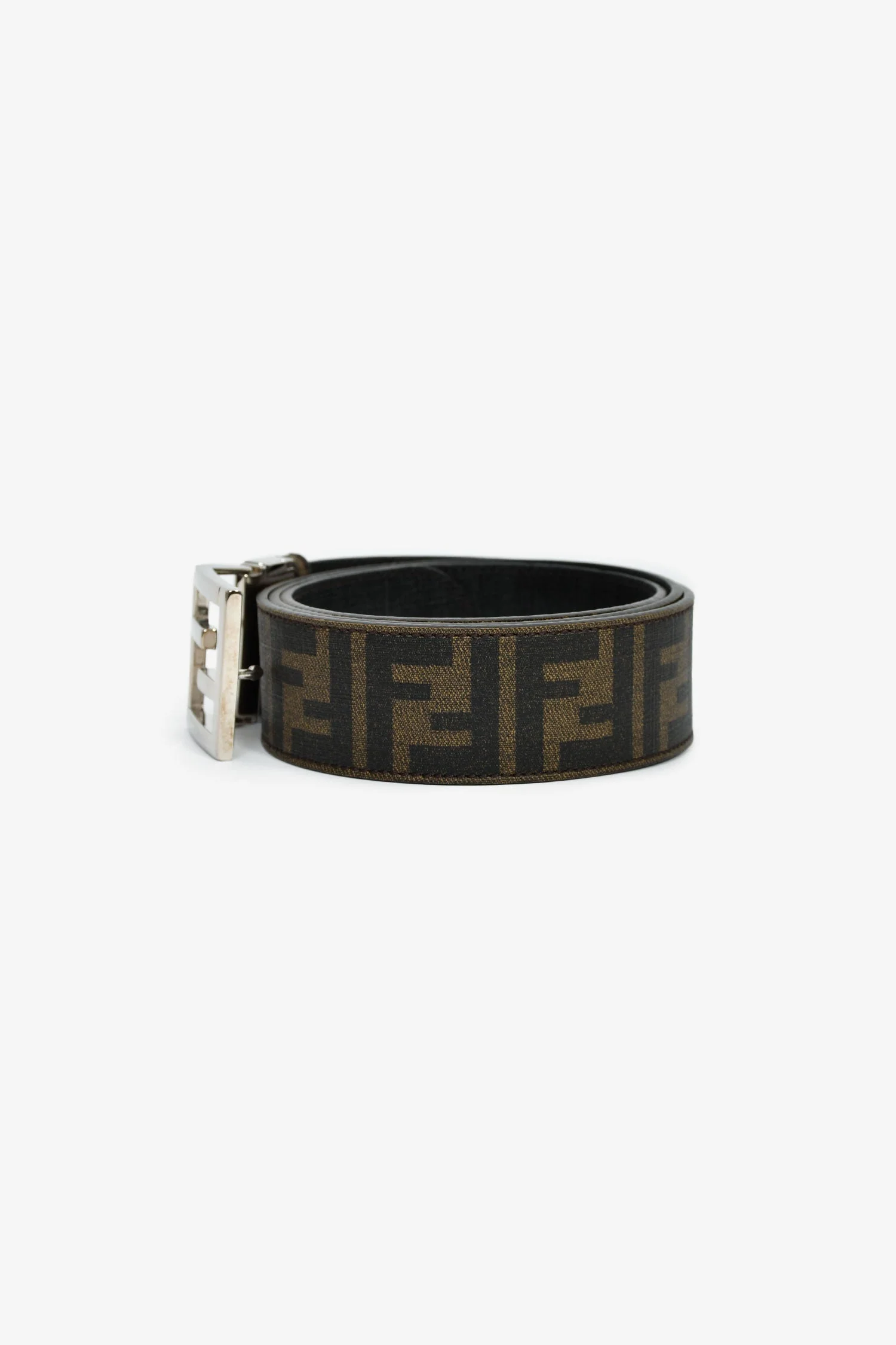 Fendi Brown Zucca Canvas 'FF' Buckle Belt Size 40 - Image 4