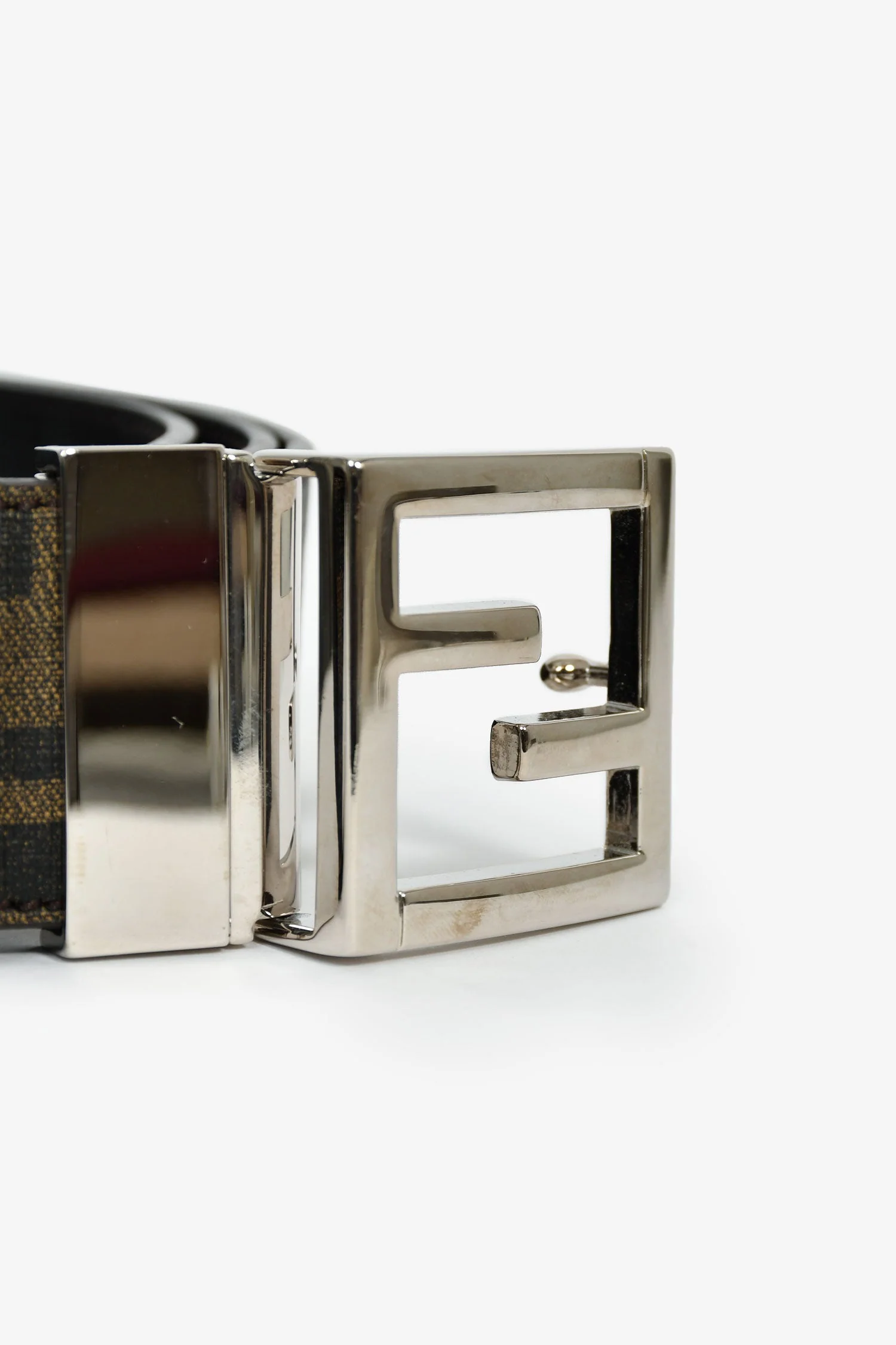 Fendi Brown Zucca Canvas 'FF' Buckle Belt Size 40 - Image 5