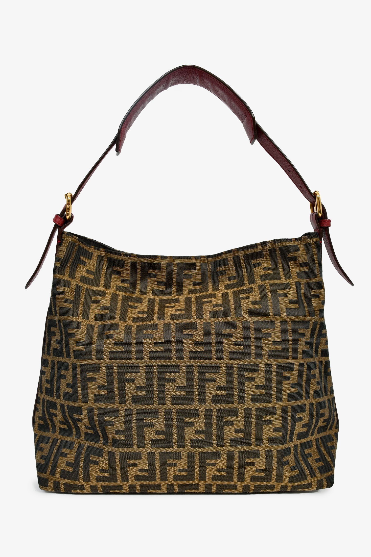 Fendi Brown Zucca Canvas/Red Leather 'Piccola' Shoulder Bag - Image 2