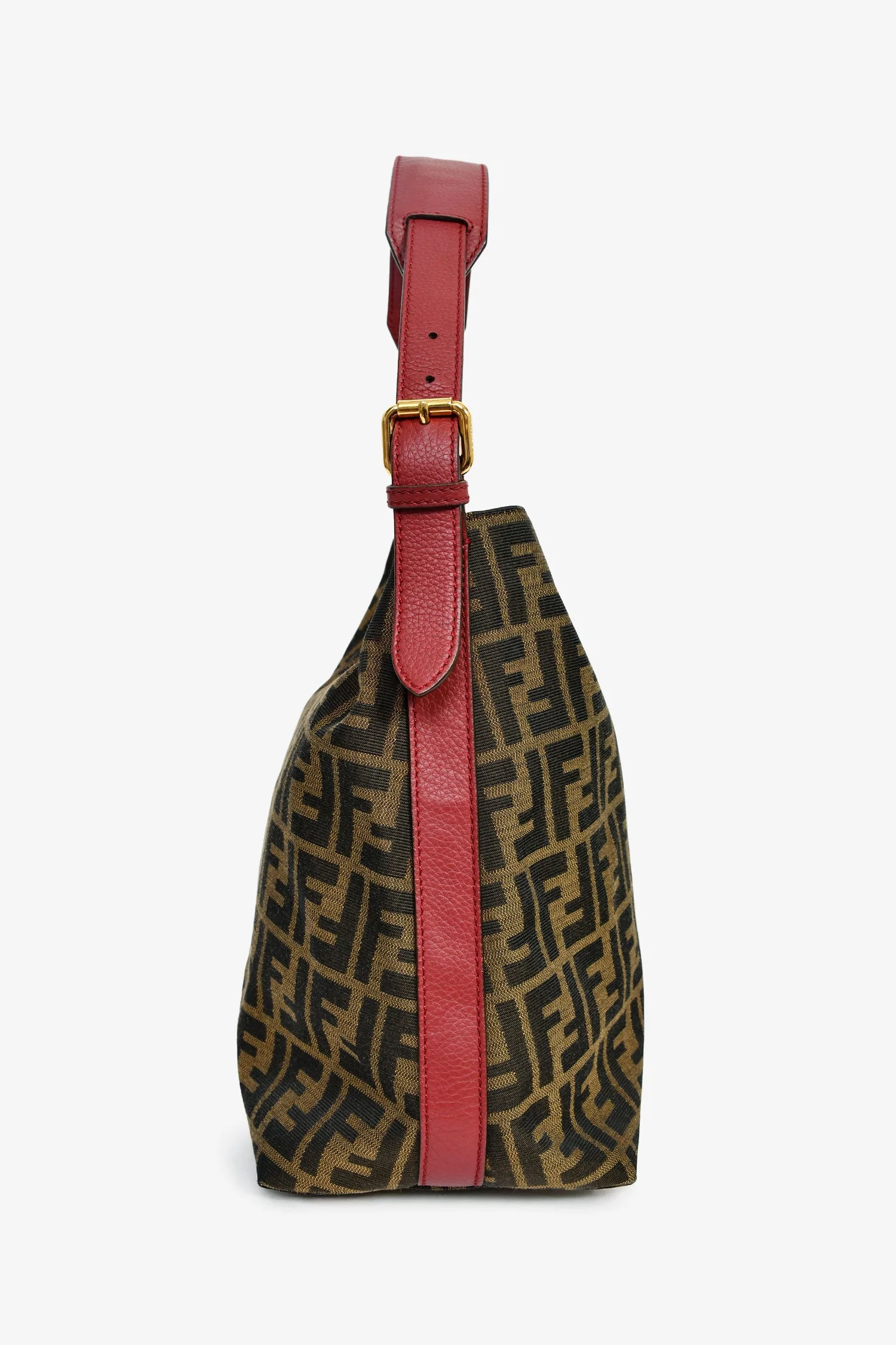 Fendi Brown Zucca Canvas/Red Leather 'Piccola' Shoulder Bag - Image 3